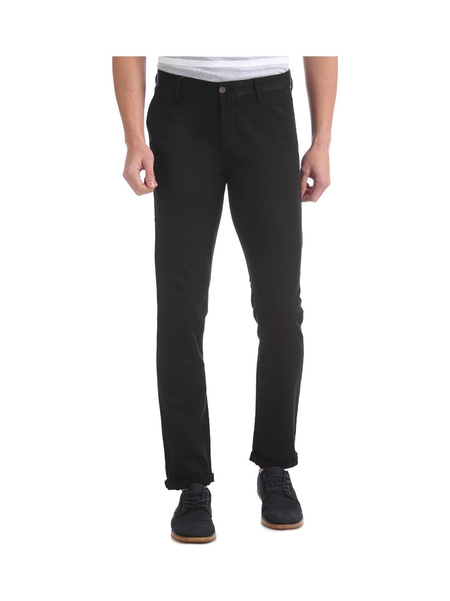 Buy Arrow Sports Men Black Jackson Skinny Fit Patterned Casual Trousers   NNNOWcom