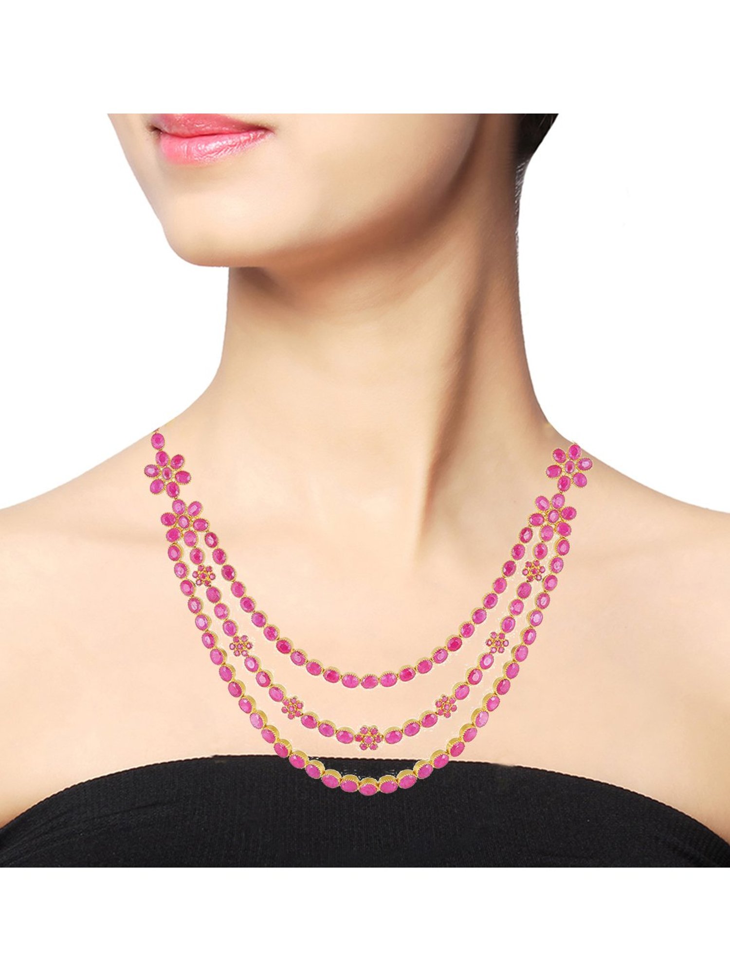 ruby necklace set malabar gold