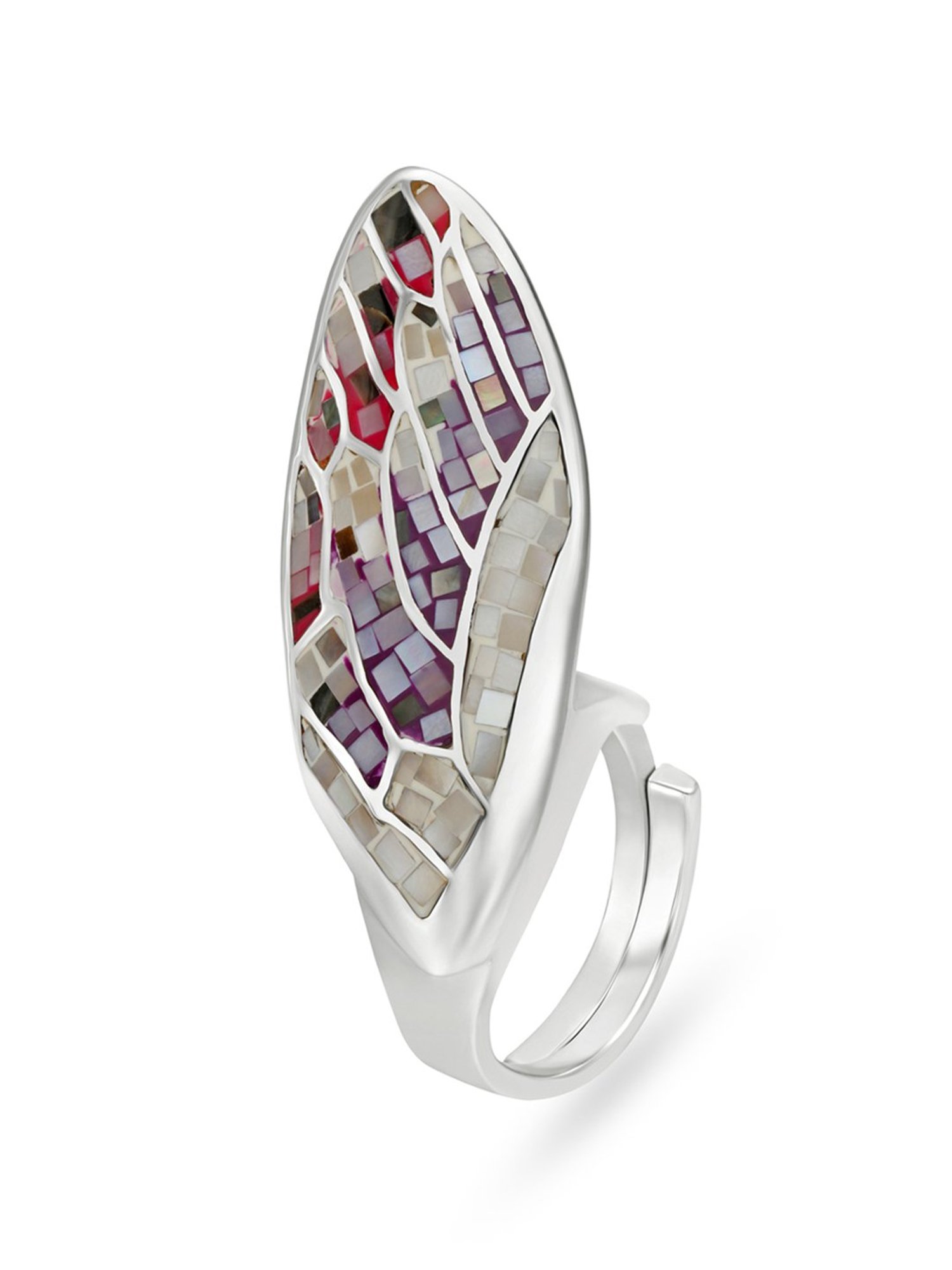 925 Silver Enchanting Wavy Ring with Garnets and Sapphires
