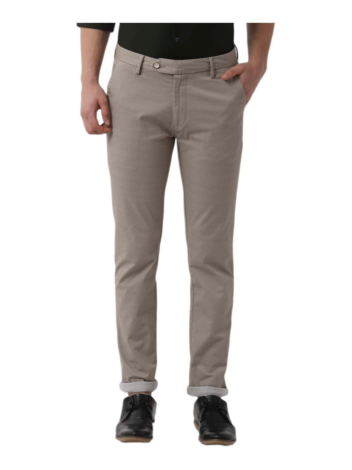 Buy Peter England Beige Cotton Super Slim Fit Self Pattern Trousers for  Mens Online  Tata CLiQ