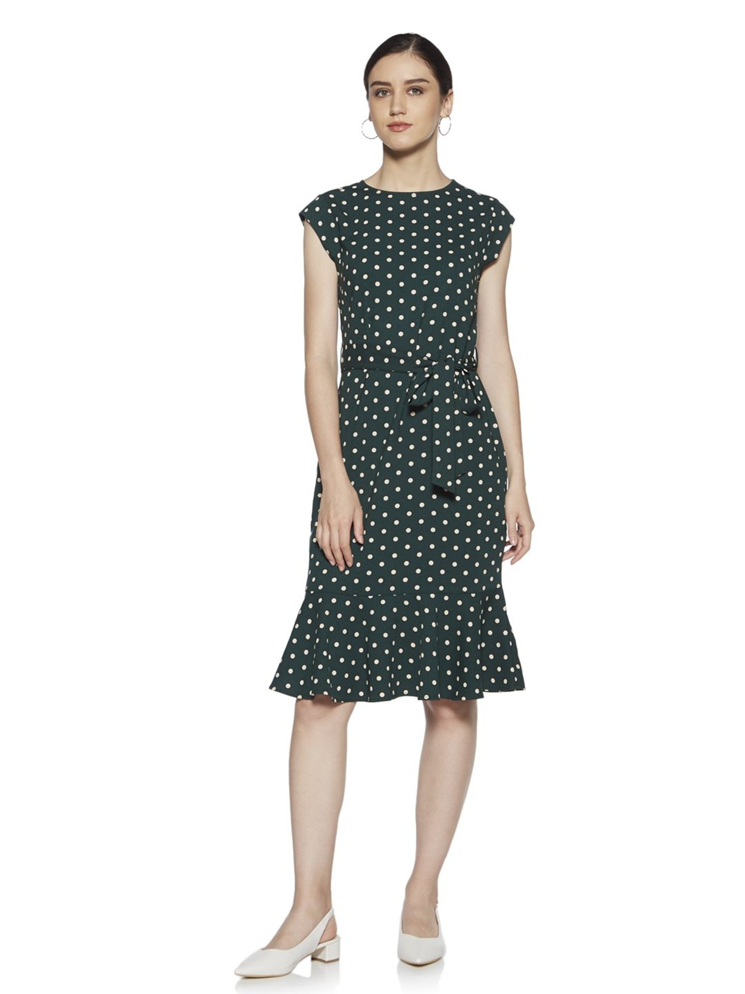 Buy Wardrobe By Westside Green Polka Dot Tesco Dress With Belt