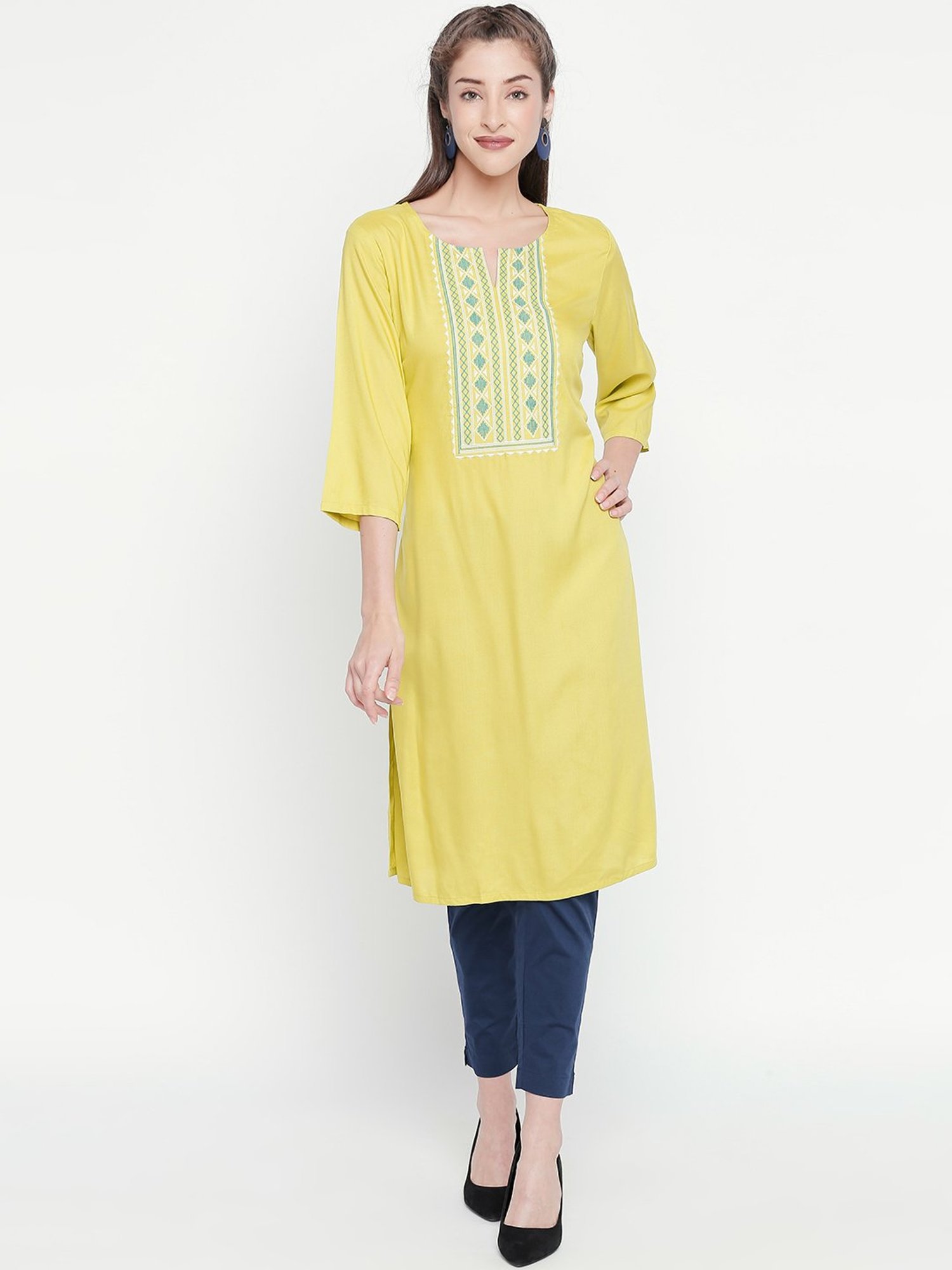 rangmanch yellow kurti