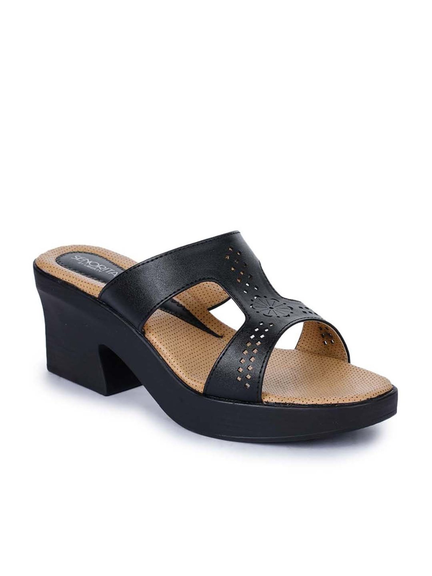 Buy Senorita by Liberty Women's Black T-Strap Wedges for Women at Best  Price @ Tata CLiQ