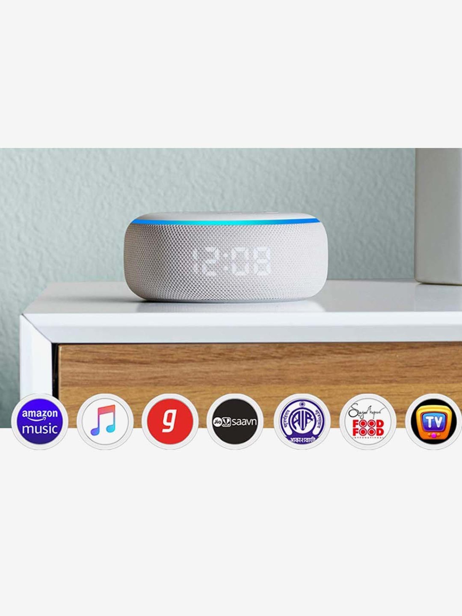 Buy  Echo (3rd Gen) with Clock Bluetooth Speaker with Alexa