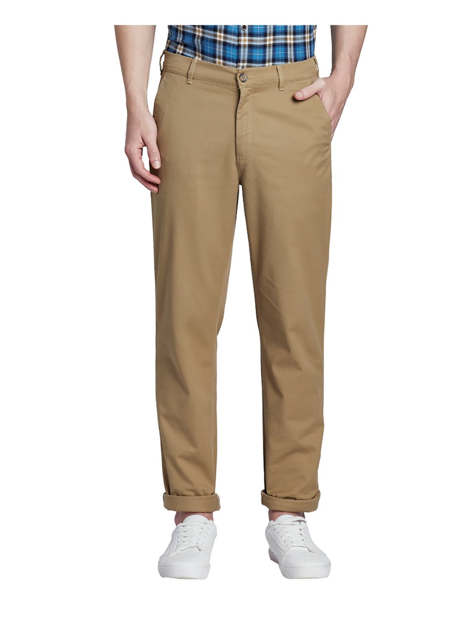 Buy COLOR PLUS Brown Mens 4 Pocket Solid Trousers  Shoppers Stop