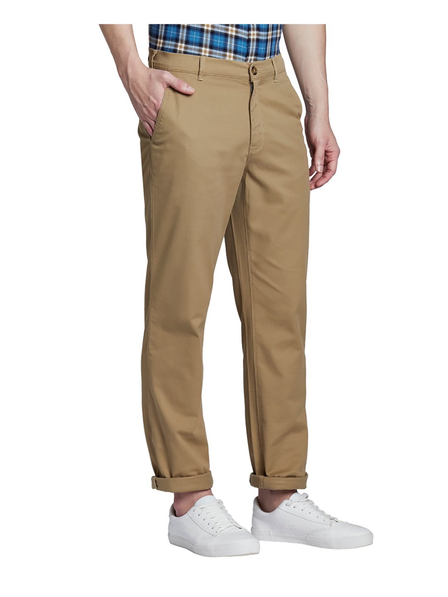 Buy COLOR PLUS Natural Solid Cotton Slim Fit Mens Trousers  Shoppers Stop