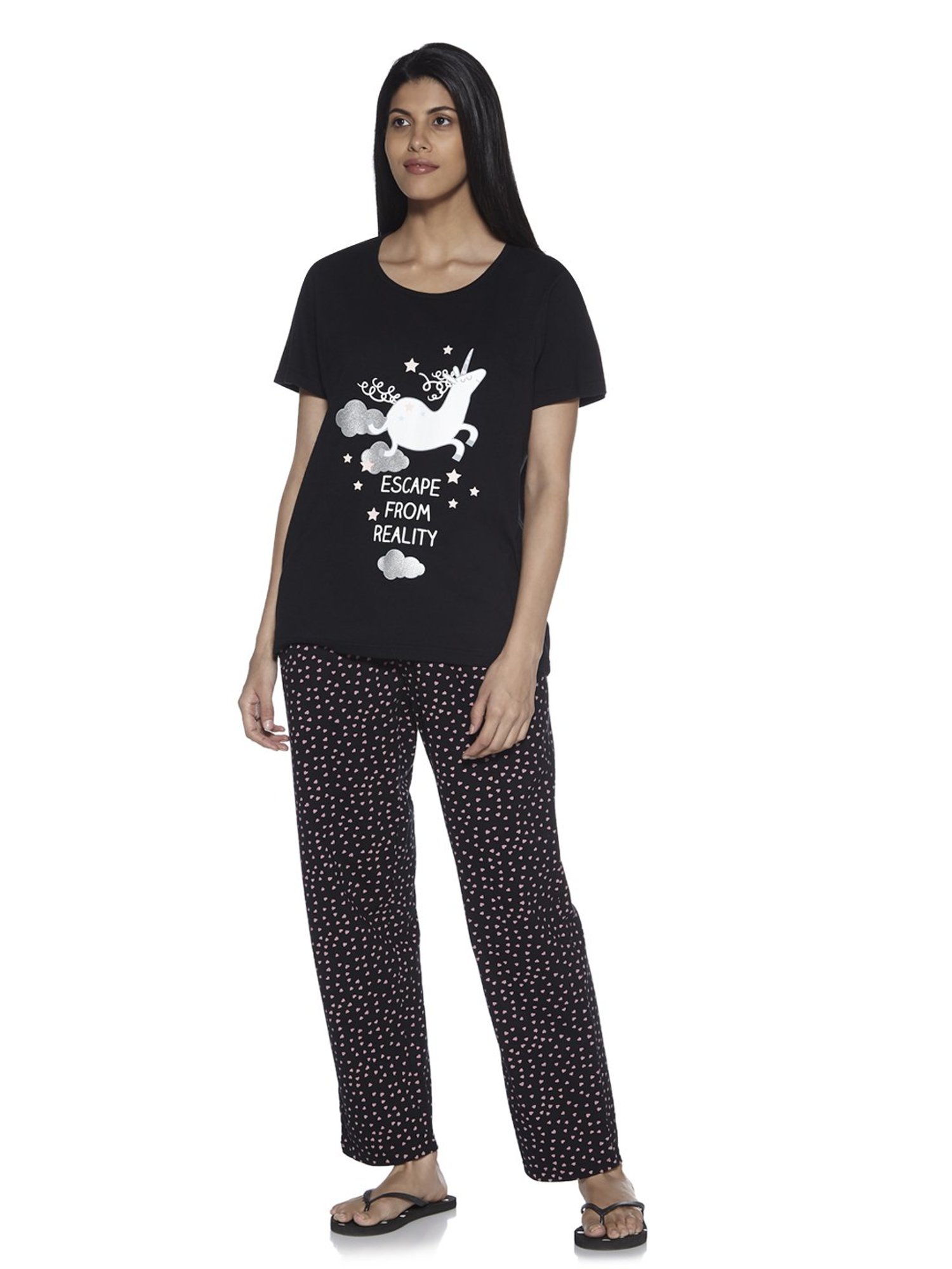 Buy Wunderlove Solid Black Satin Shirt & Pyjamas Set from Westside