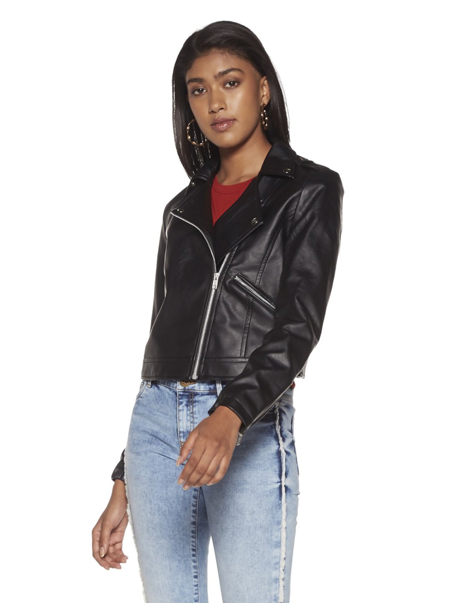 Buy Nuon by Westside Black Faux-Leather Leo Jacket for Women