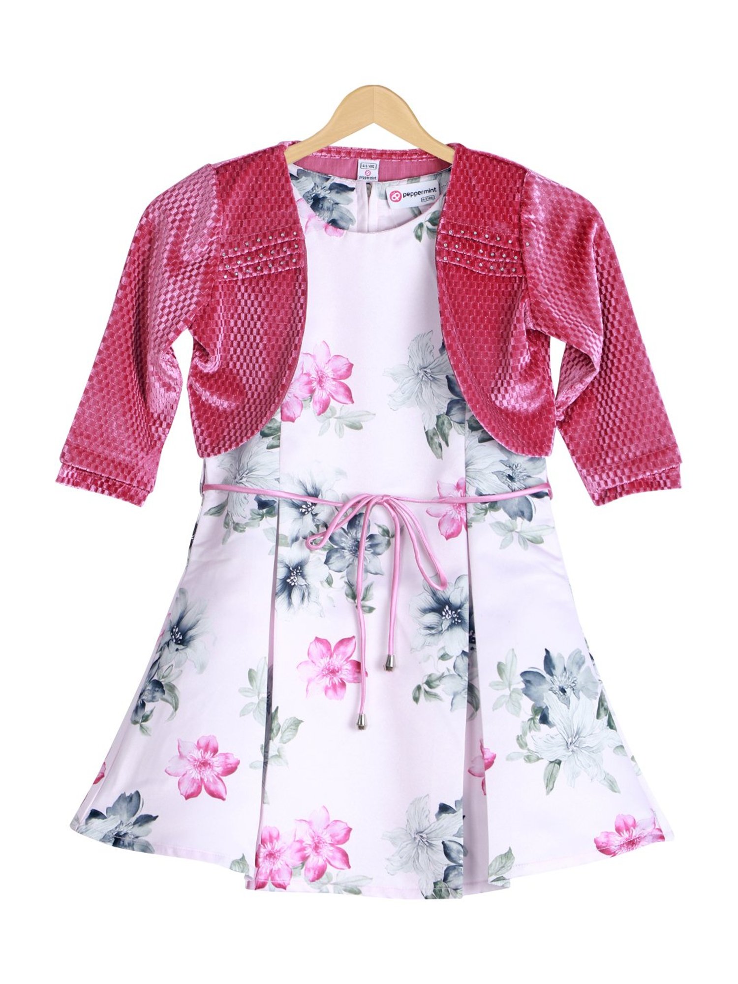 Buy PEPPERMINT Floral Polyester Round Neck Girl's Dress | Shoppers Stop