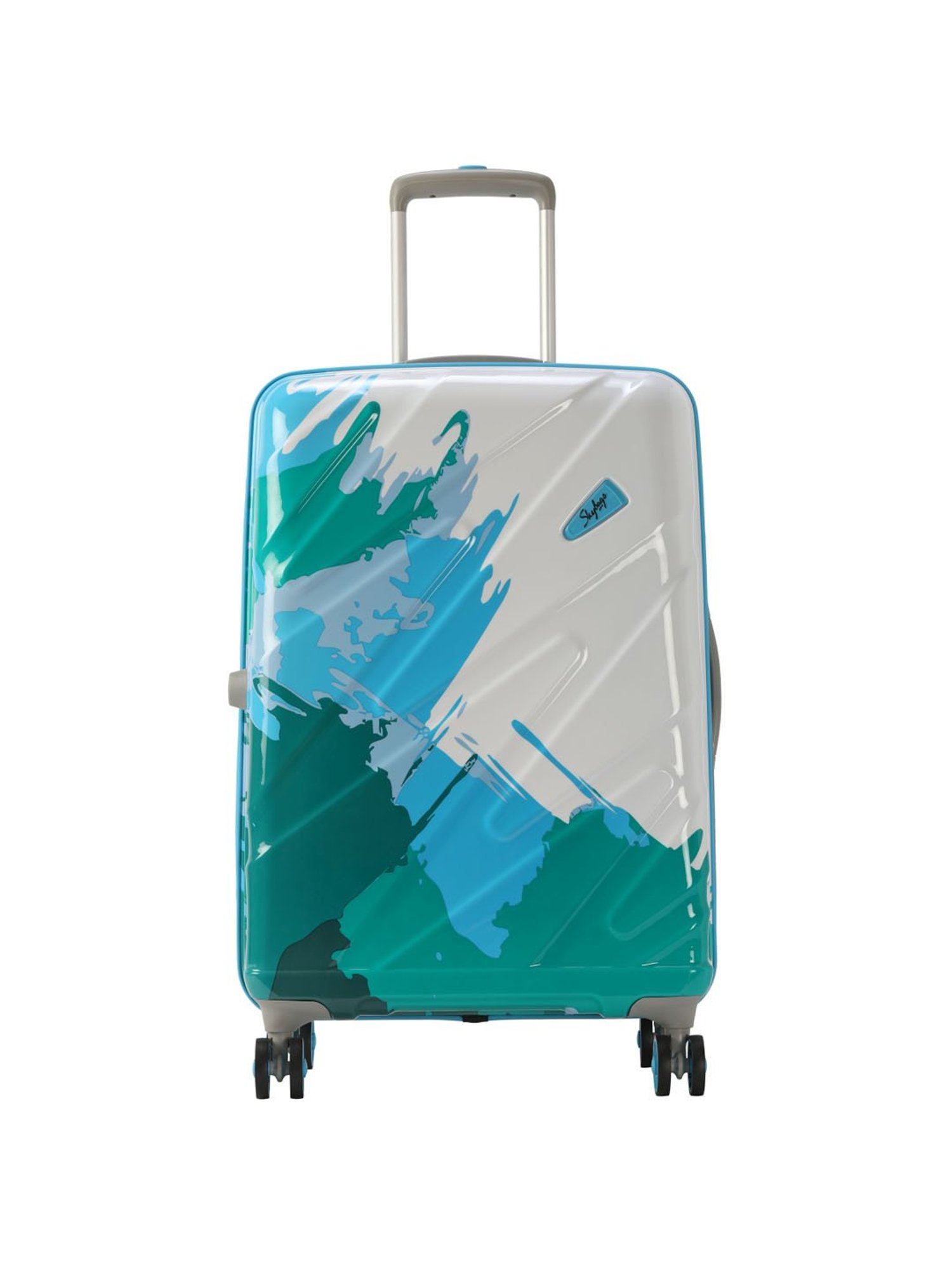 Buy Skybags Blue White 8 Wheel Large Hard Cabin Trolley 55 cm