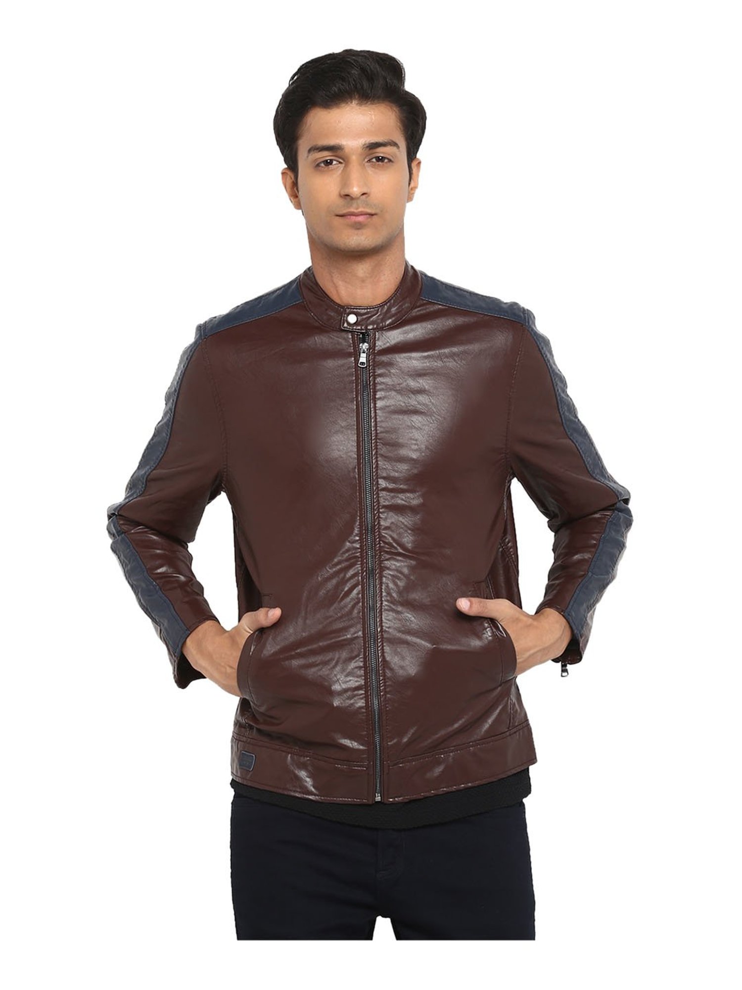 Buy MUFTI Slim Fit Zipper Black Biker Jacket at Amazon.in