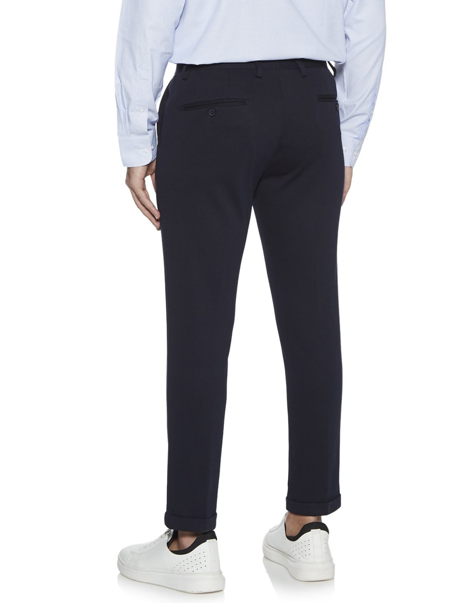 Buy WES Formals Charcoal Carrot-Fit Trousers from Westside