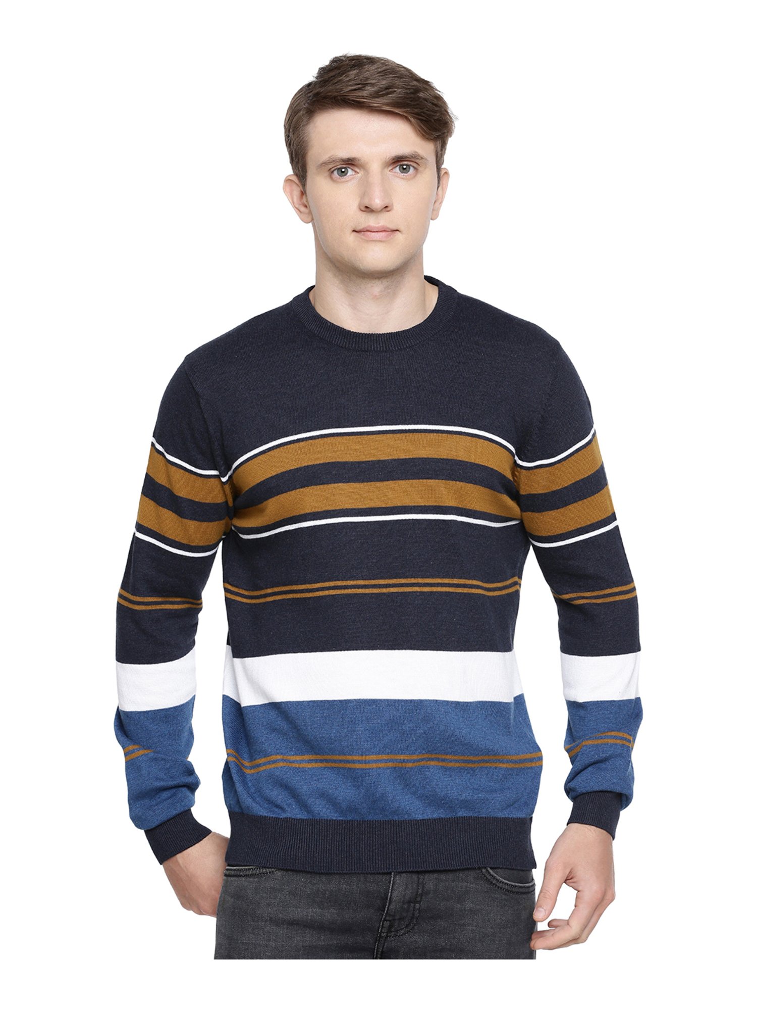 multicolor crew neck sweater