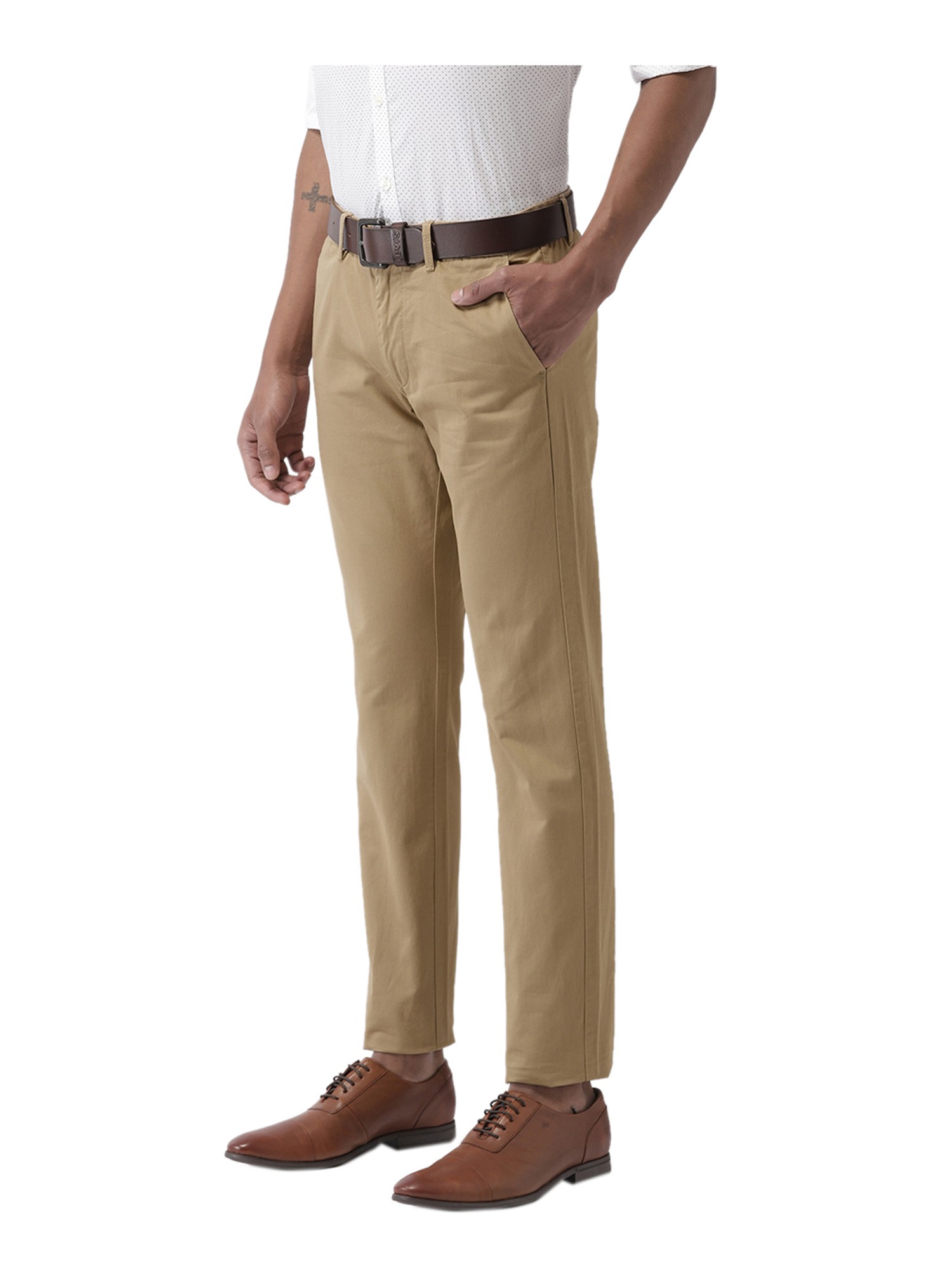 Buy Men Khaki Brown Urban Regular Fit Solid Smart Casual Chinos online   Looksgudin