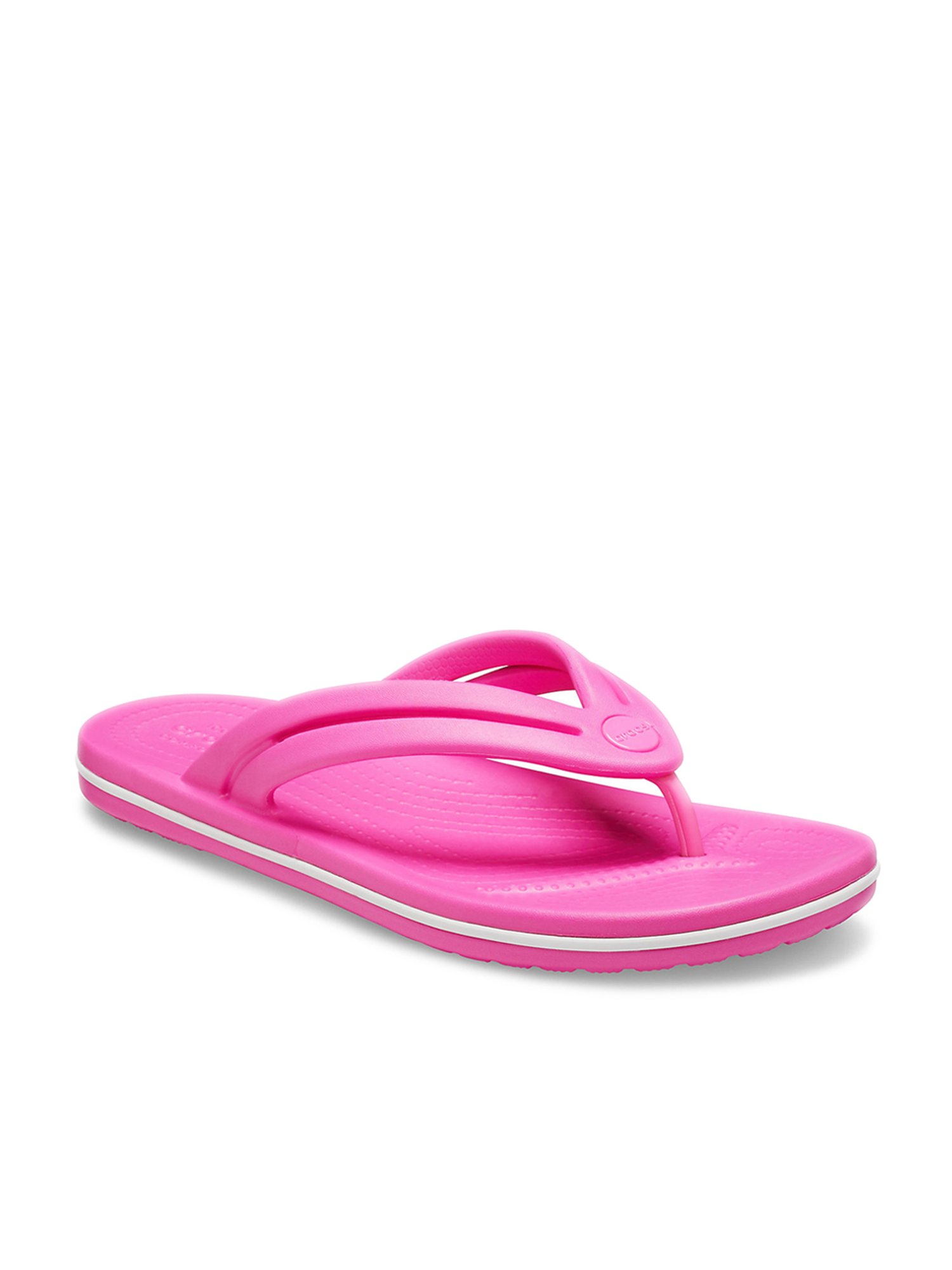 crocs pink flip flops
