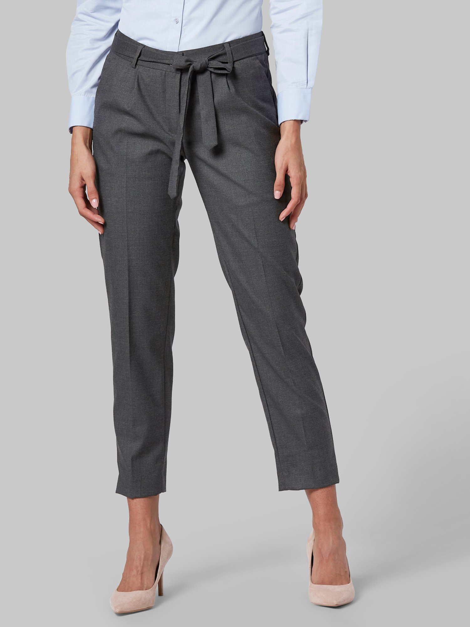 Broadstar Dark Grey Straight Fit High Rise Trousers