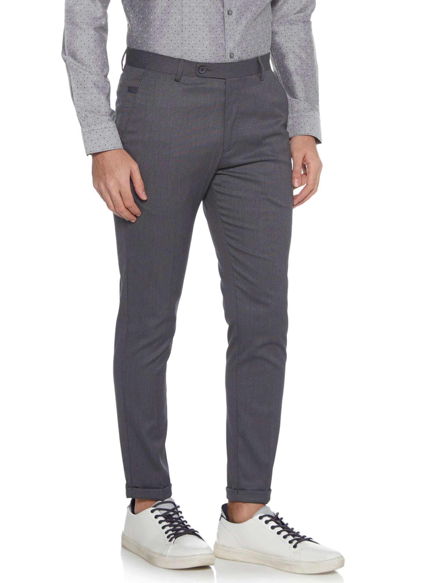 Shop WES Formals Grey Carrot-Fit Trousers Online – Westside