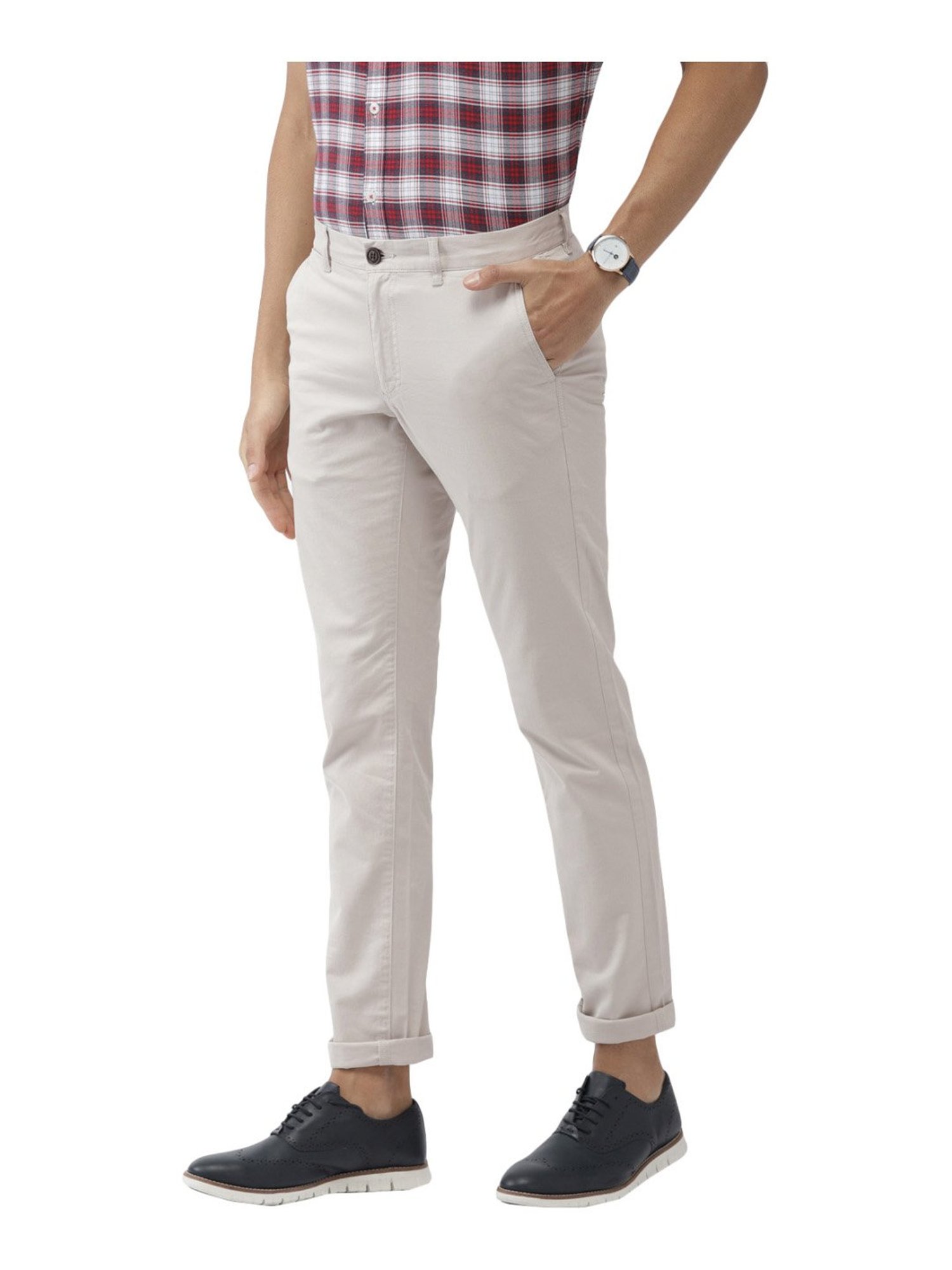 Buy Indian Terrain Off White Slim Fit Trousers from top Brands at Best  Prices Online in India  Tata CLiQ