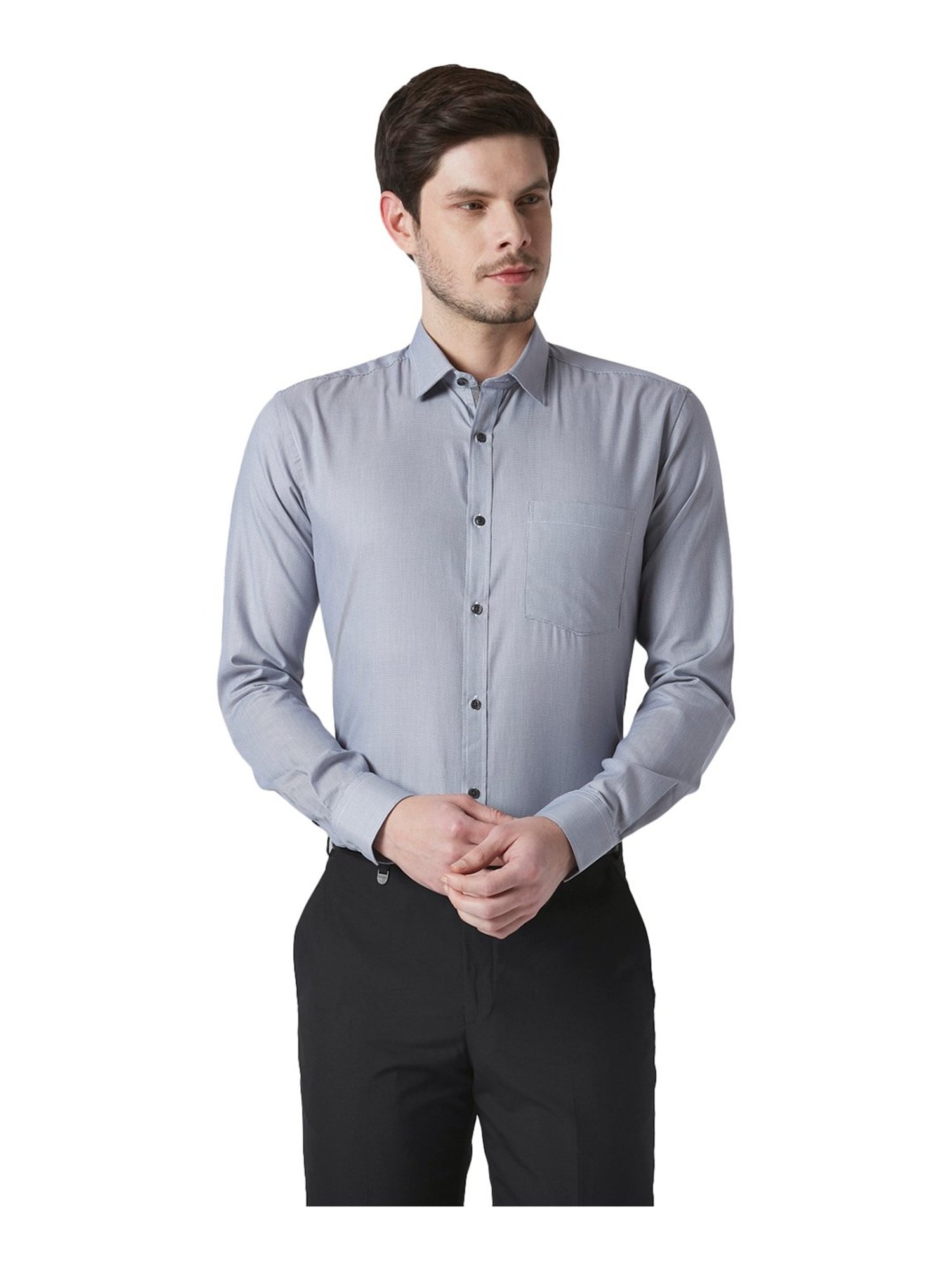 Park Avenue Dark Grey Slim Fit Self Design Shirt-Park Avenue-Clothing ...