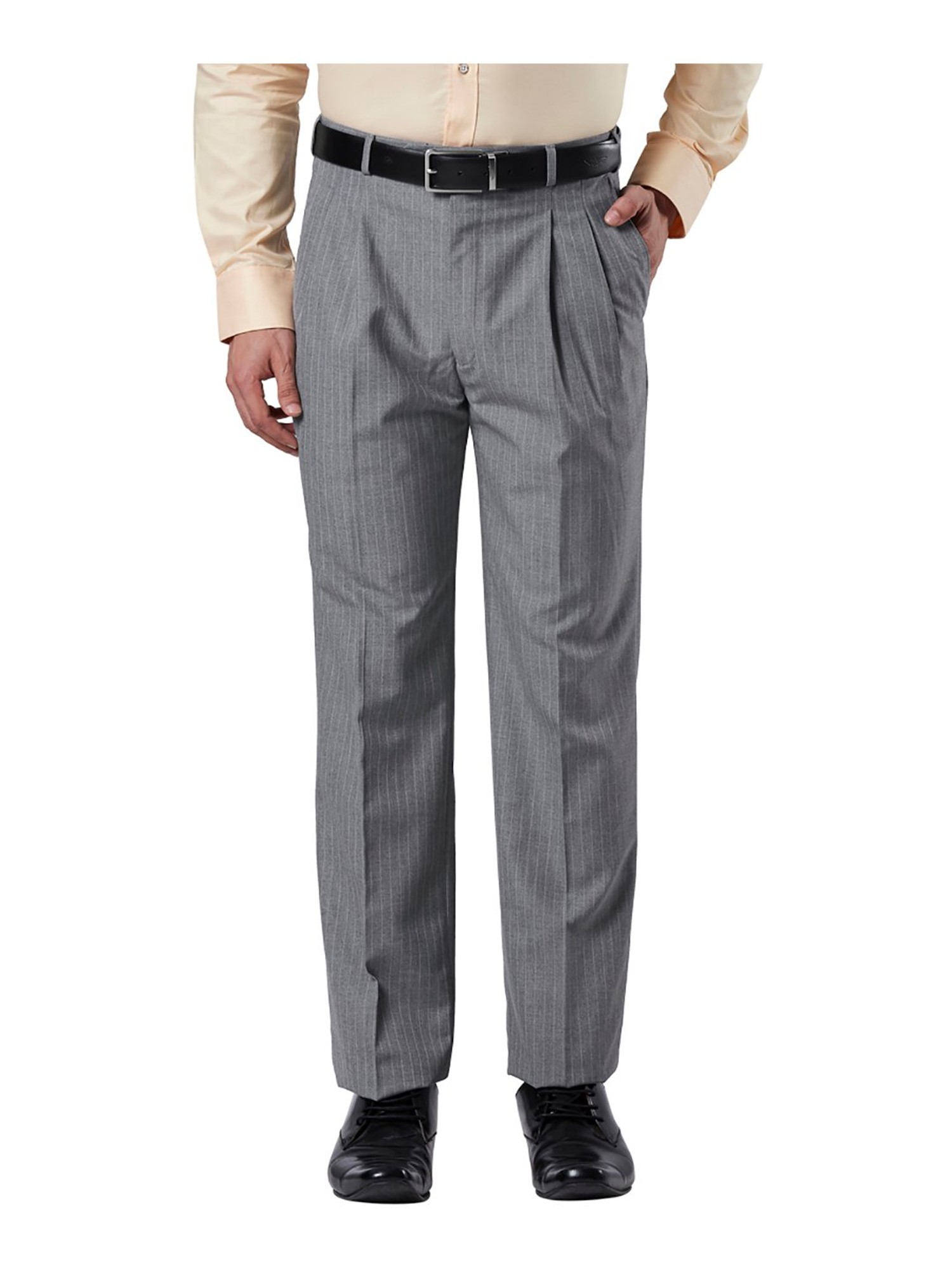 Buy Allen Solly Navy Regular Fit Pleated Trousers for Men Online @ Tata CLiQ