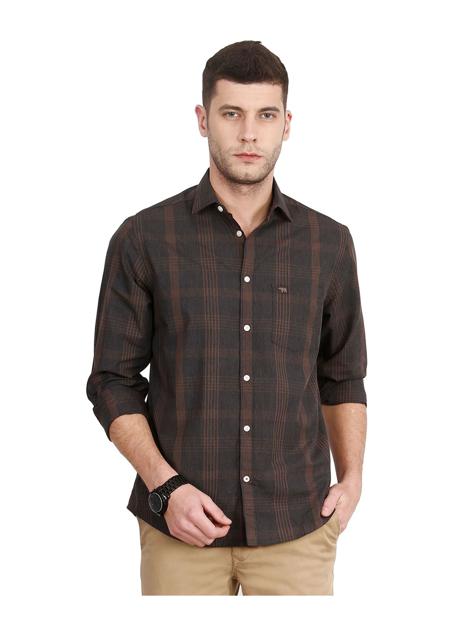 Buy The Bear House Brown Checks Shirt for Men Online @ Tata CLiQ