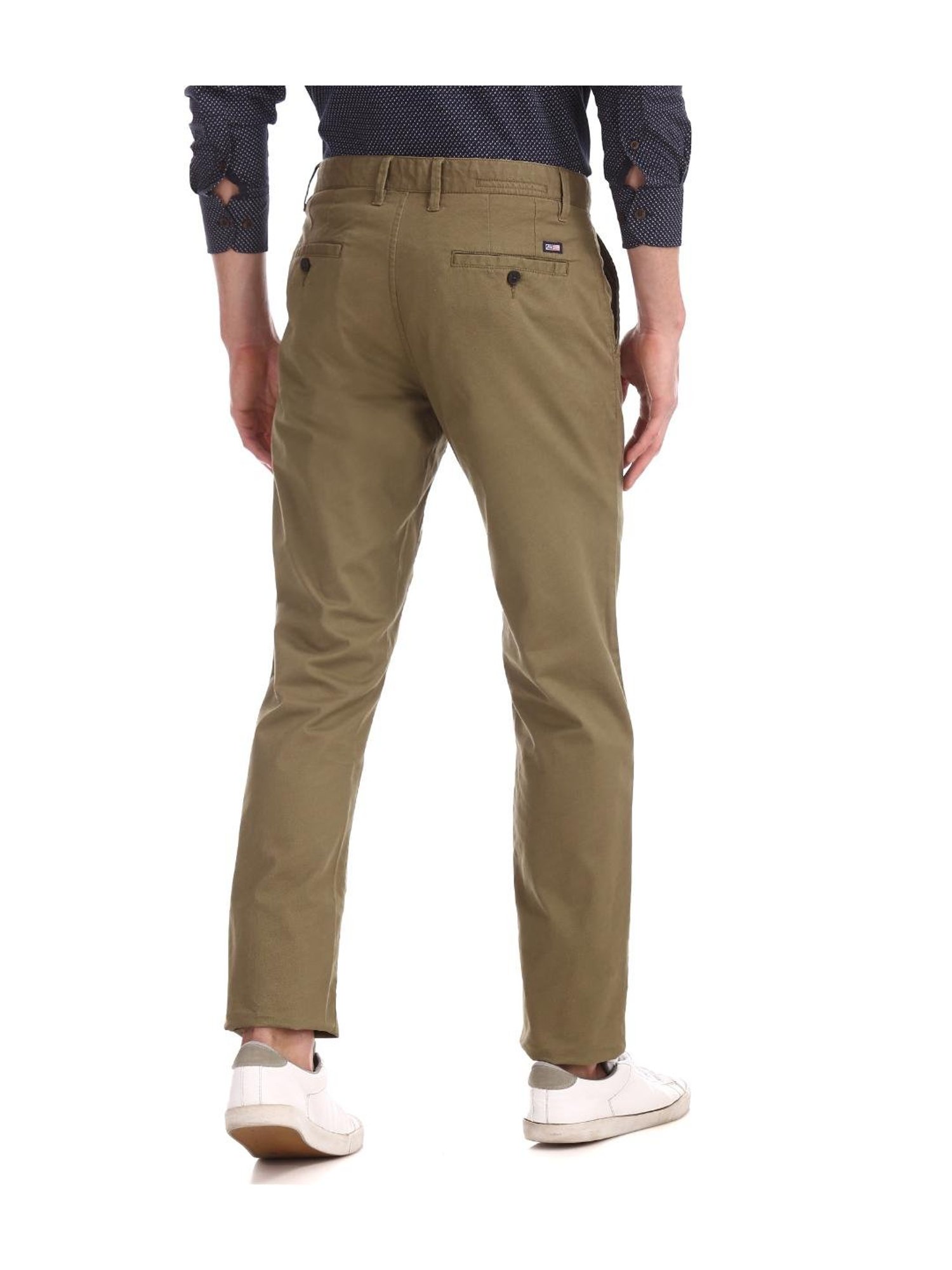 Buy Arrow Sport Light Khaki Slim Fit Flat Front Trousers for Mens Online   Tata CLiQ