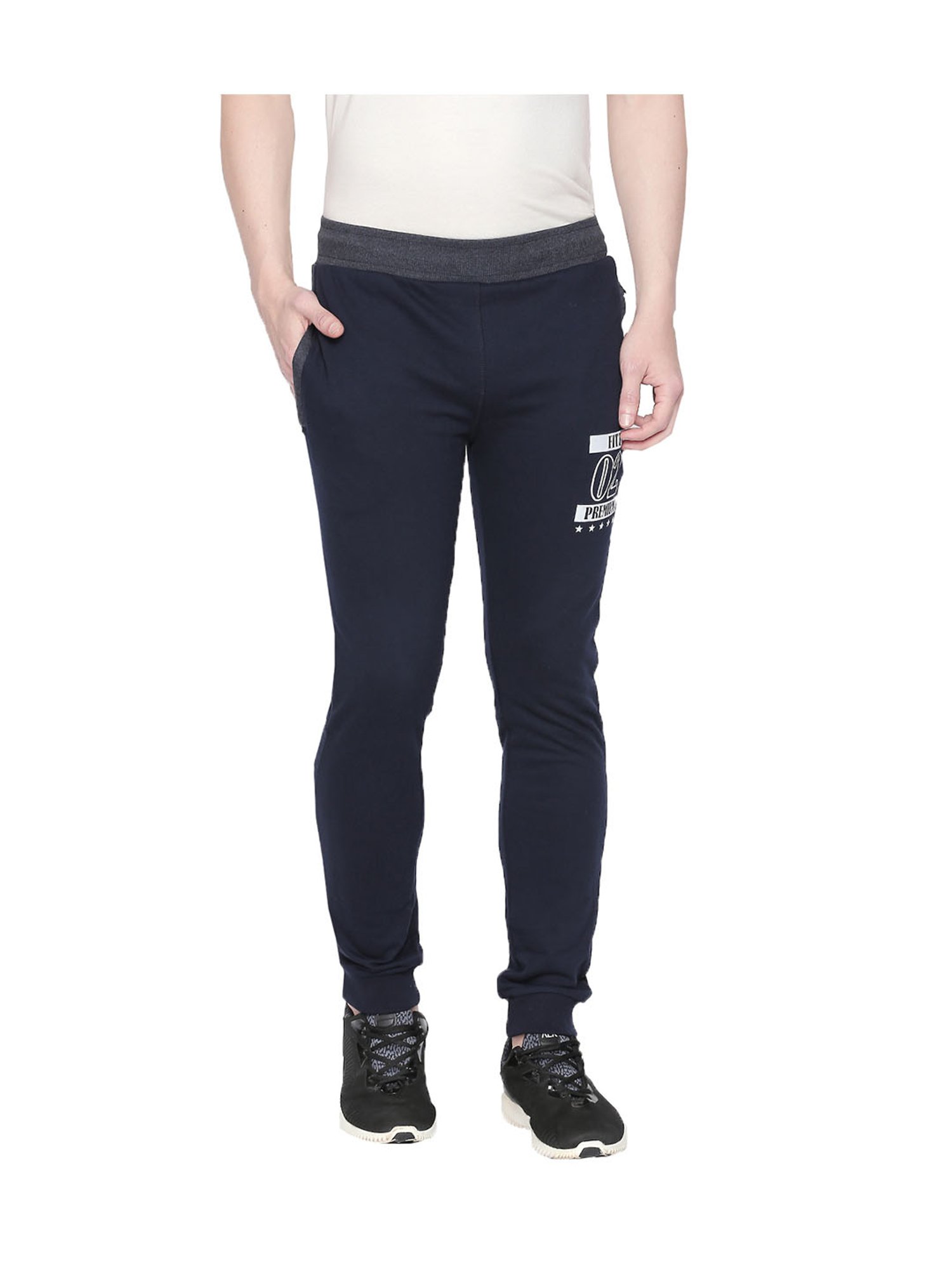 navy blue slim fit joggers
