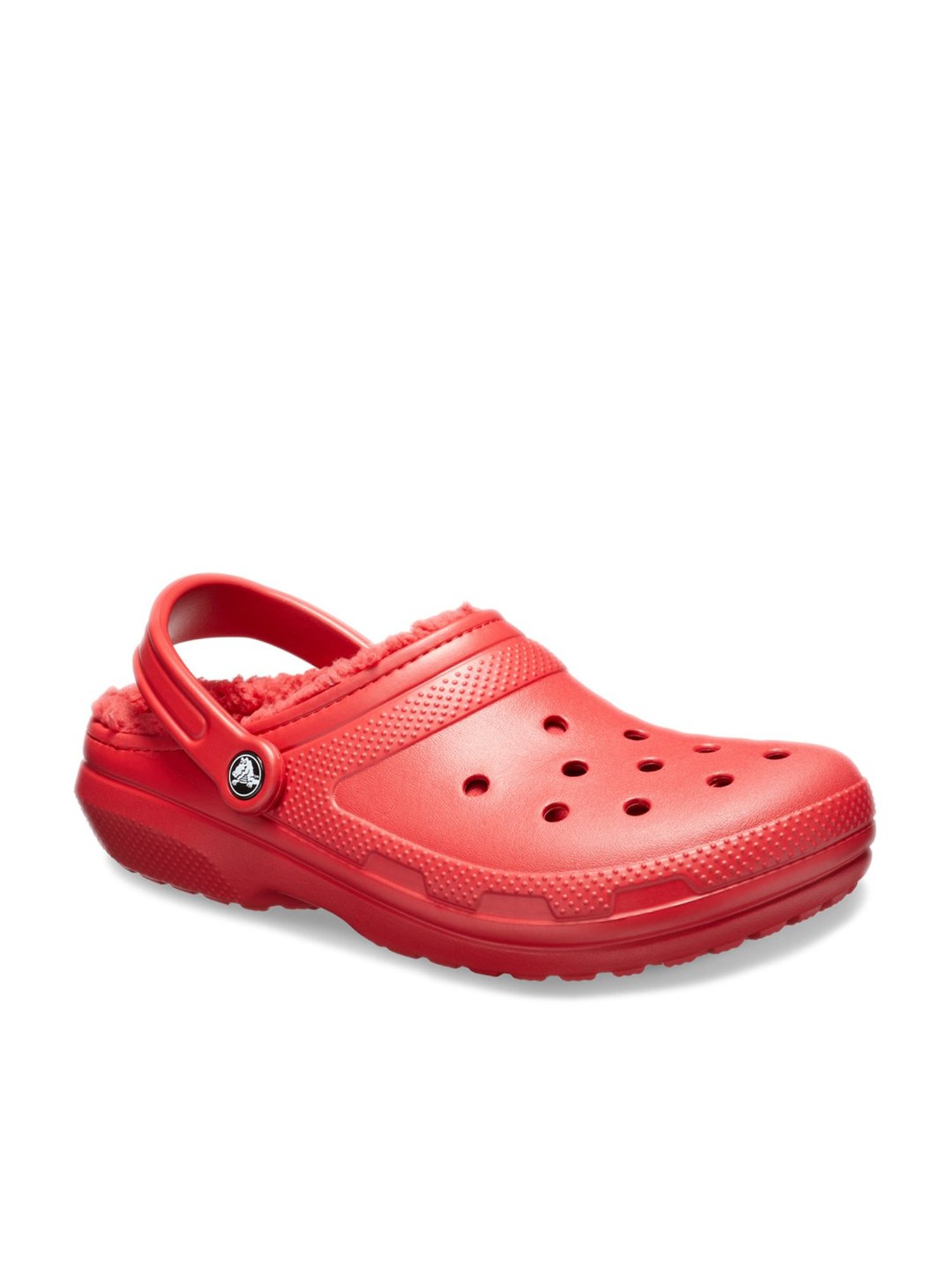 Red crocs with 2024 fur