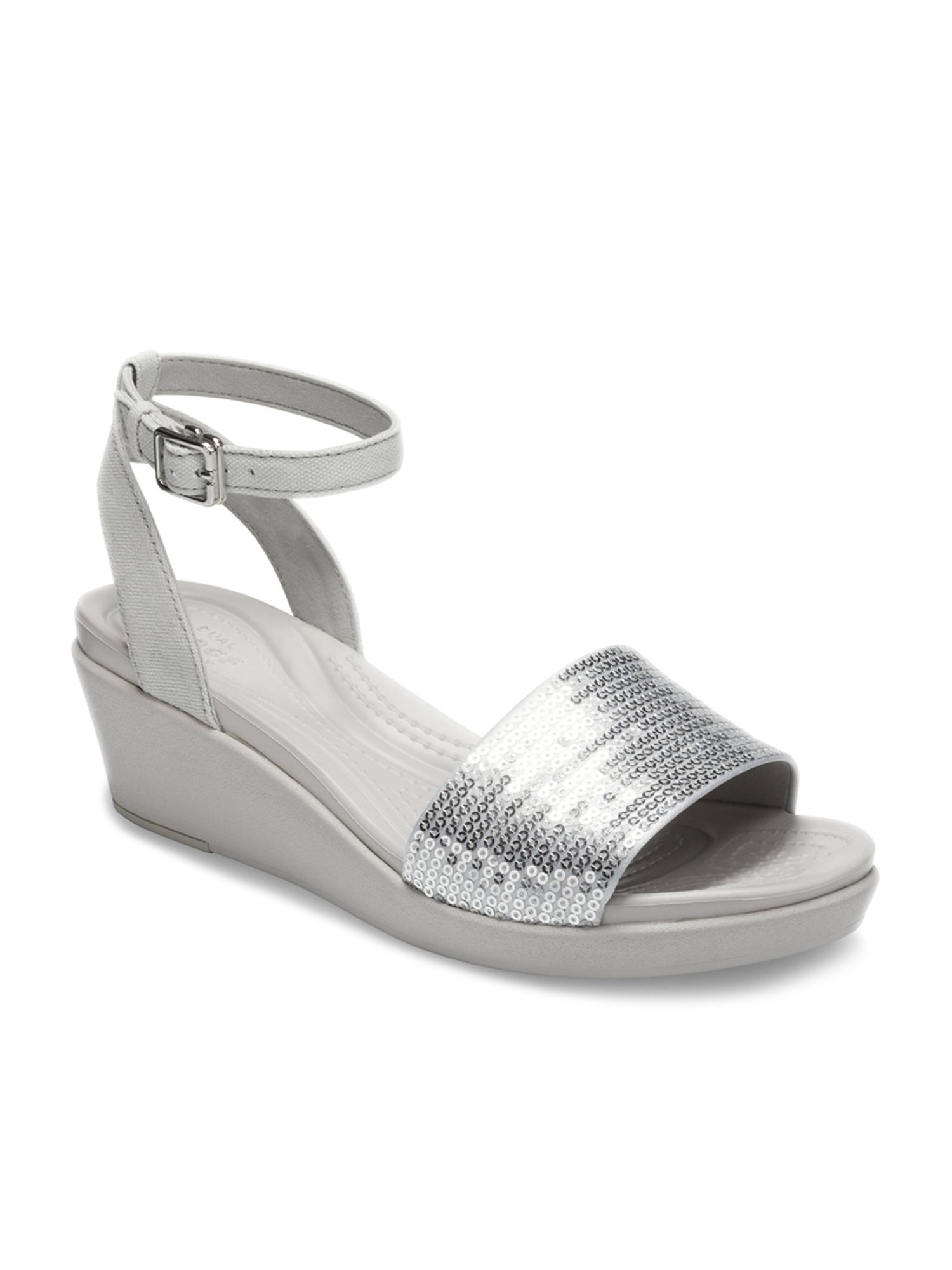 silver ankle strap wedges