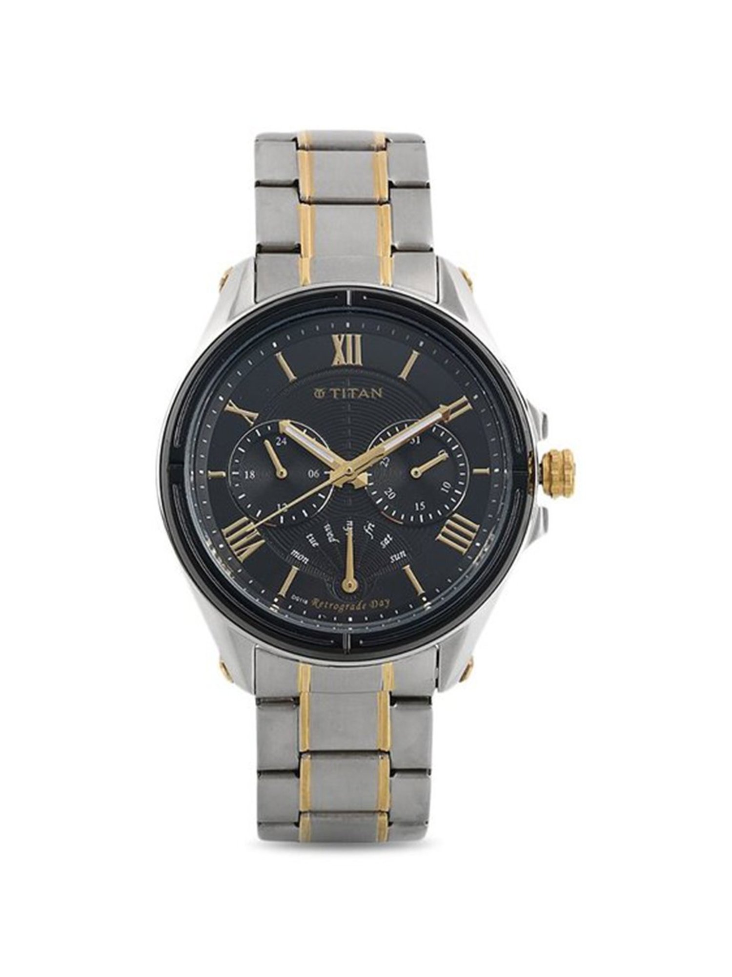 Buy Online Titan Black and Gold Black Dial Analog Stainless Steel Strap  watch for Men - nr1849nm02