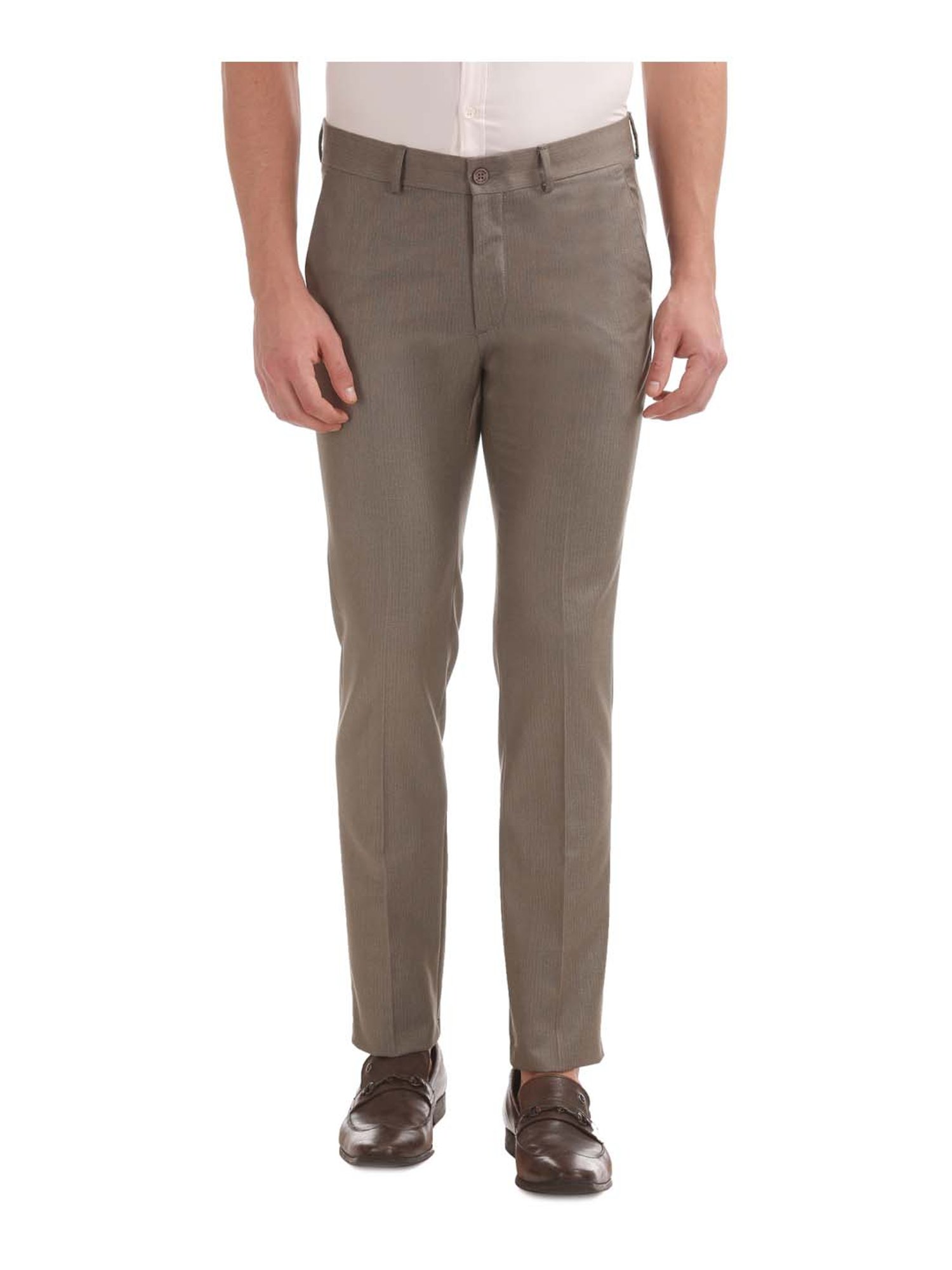 Buy Excalibur Beige Regular Fit Checks Flat Front Trousers for Mens Online  @ Tata CLiQ
