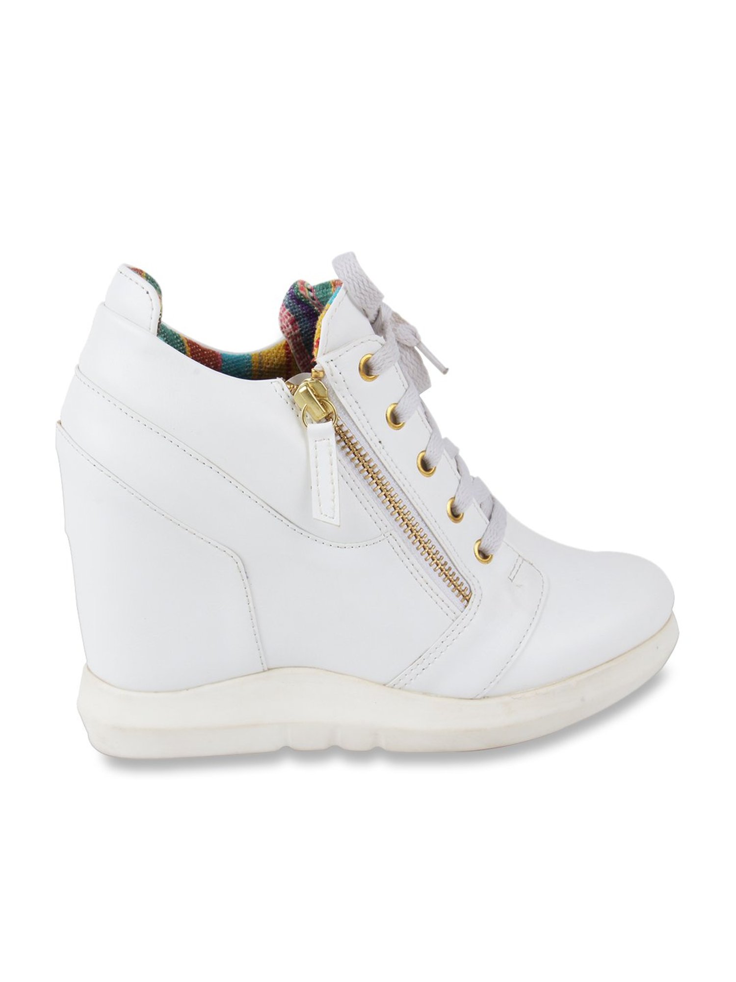 White wedge heel online sneakers