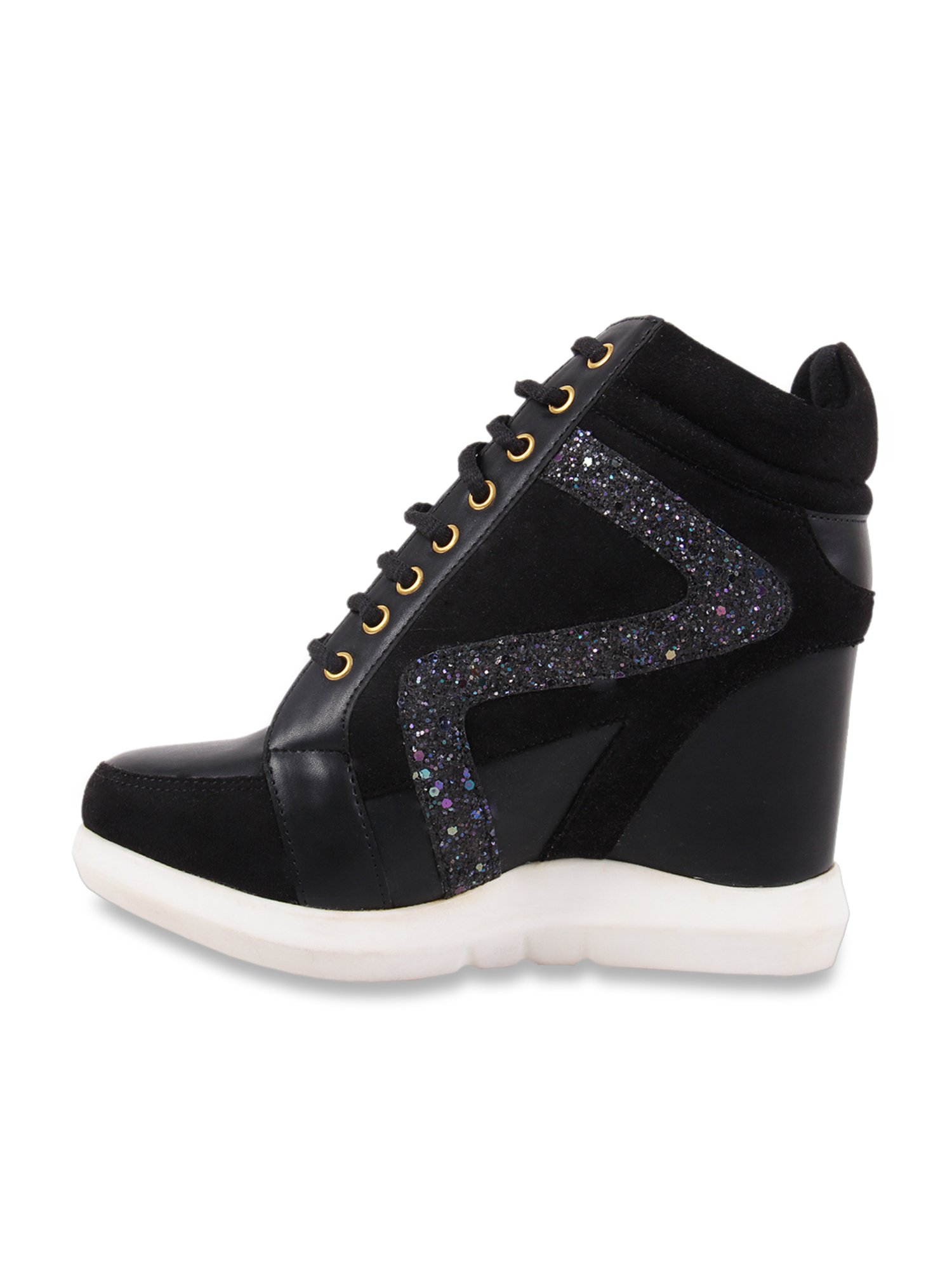 Buy Catwalk Black Ankle High Wedge Sneakers for Women at Best