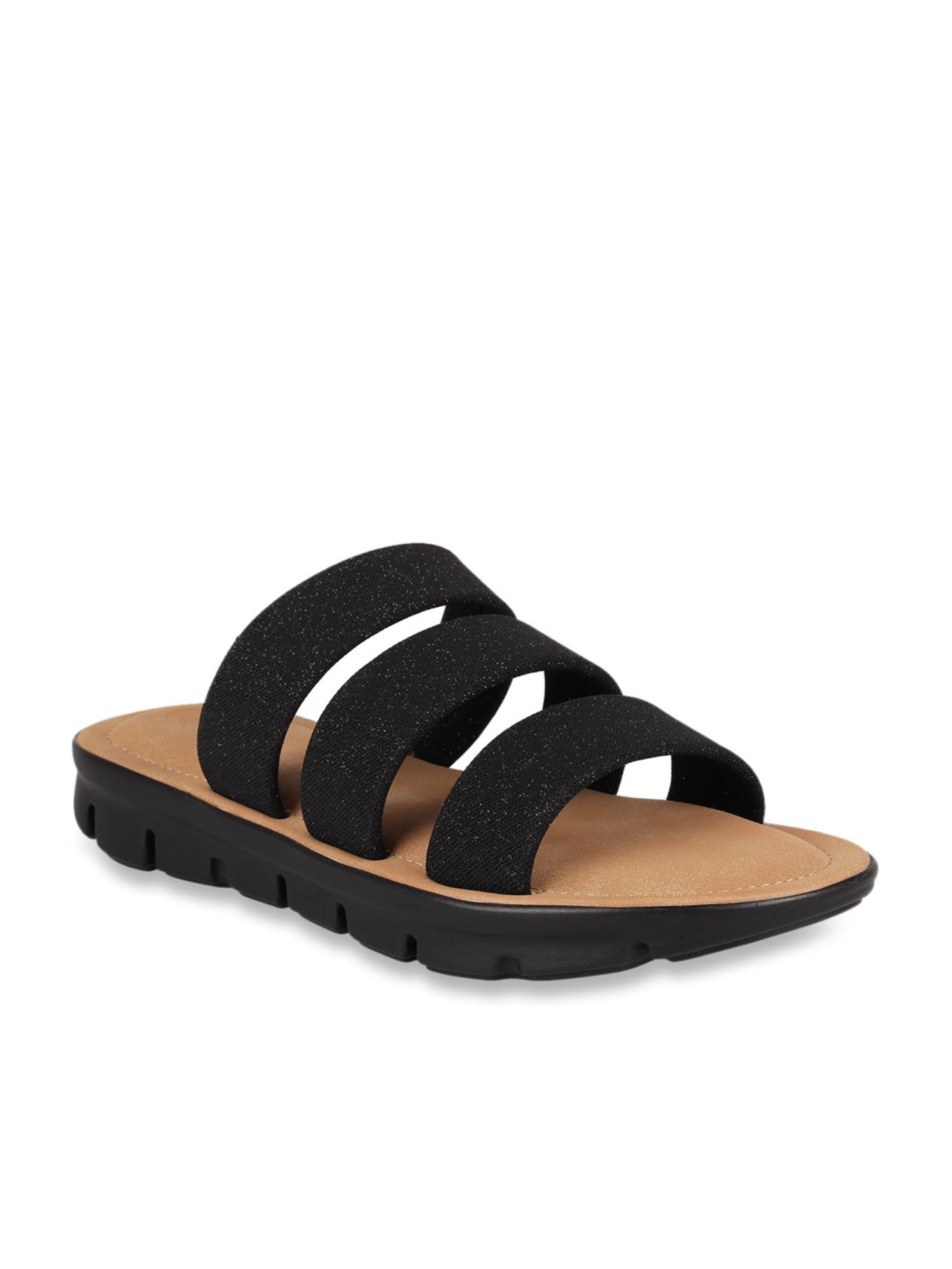 Black best sale elastic sandals