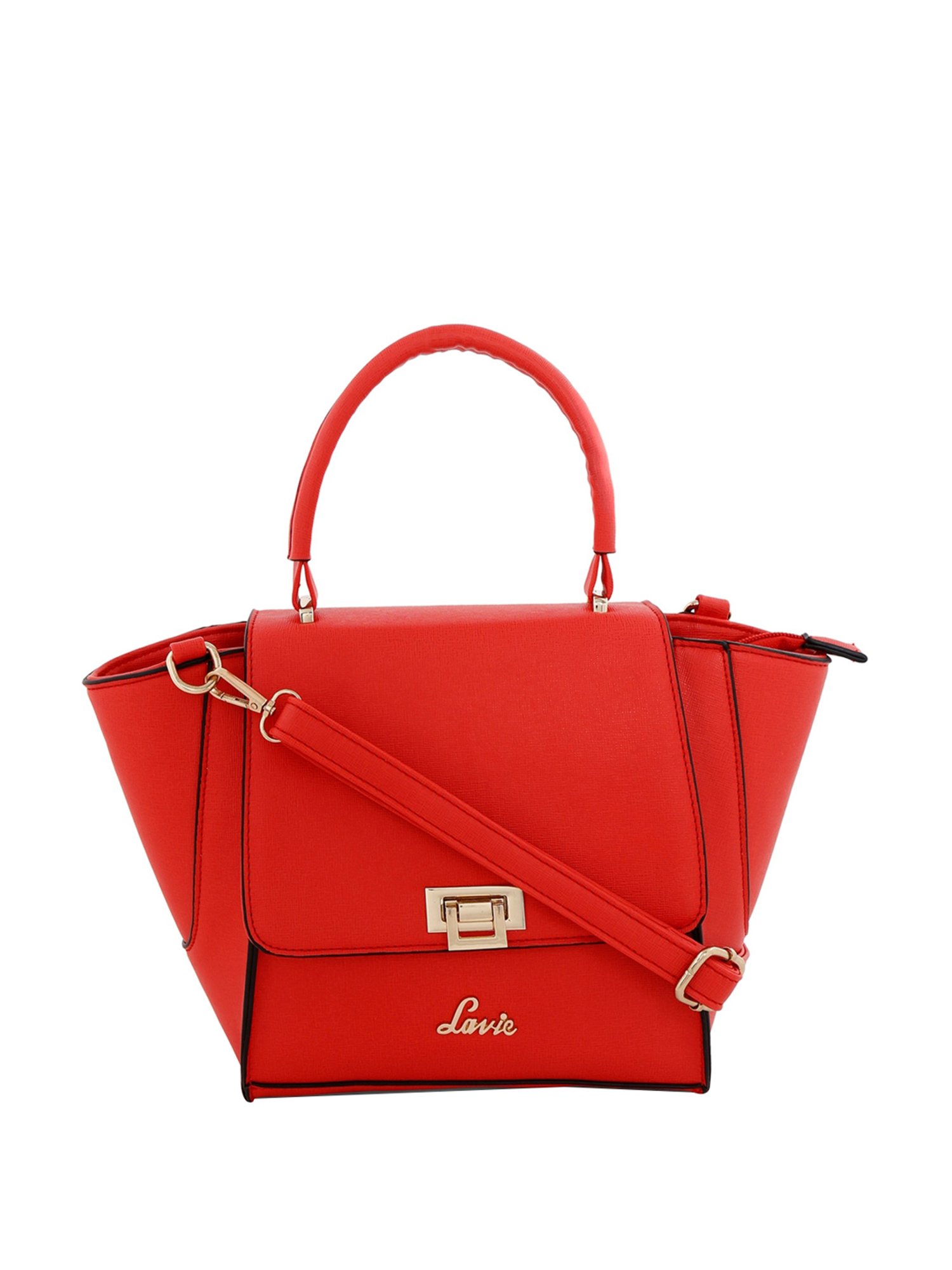 Buy Lavie Red Textured Large Satchel Handbag For Women At Best