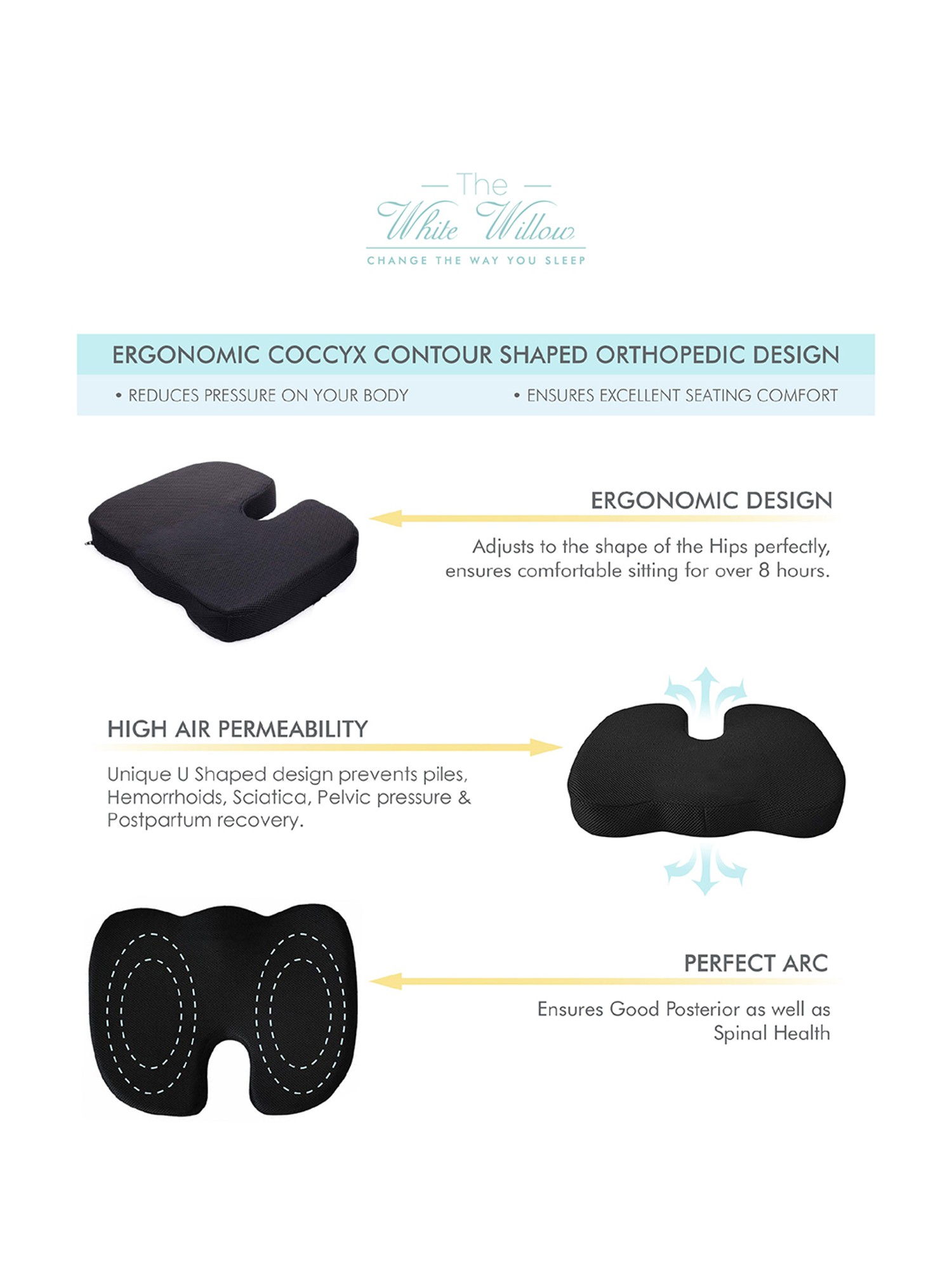 Buy Orthopedic Memory Foam Coccyx Seat Cushion Online at Best