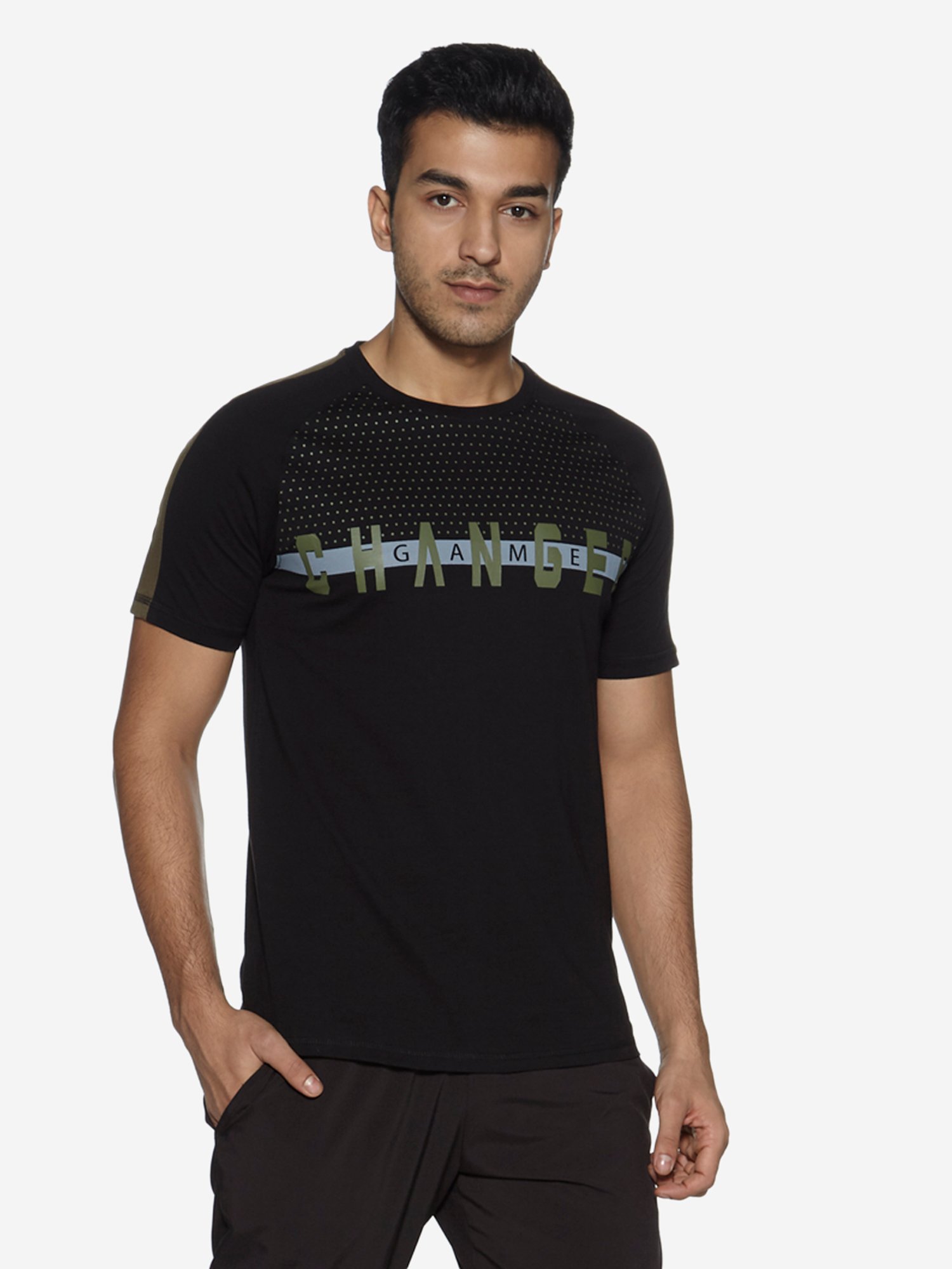 Studiofit by Westside Printed Black Slim Fit T-Shirt