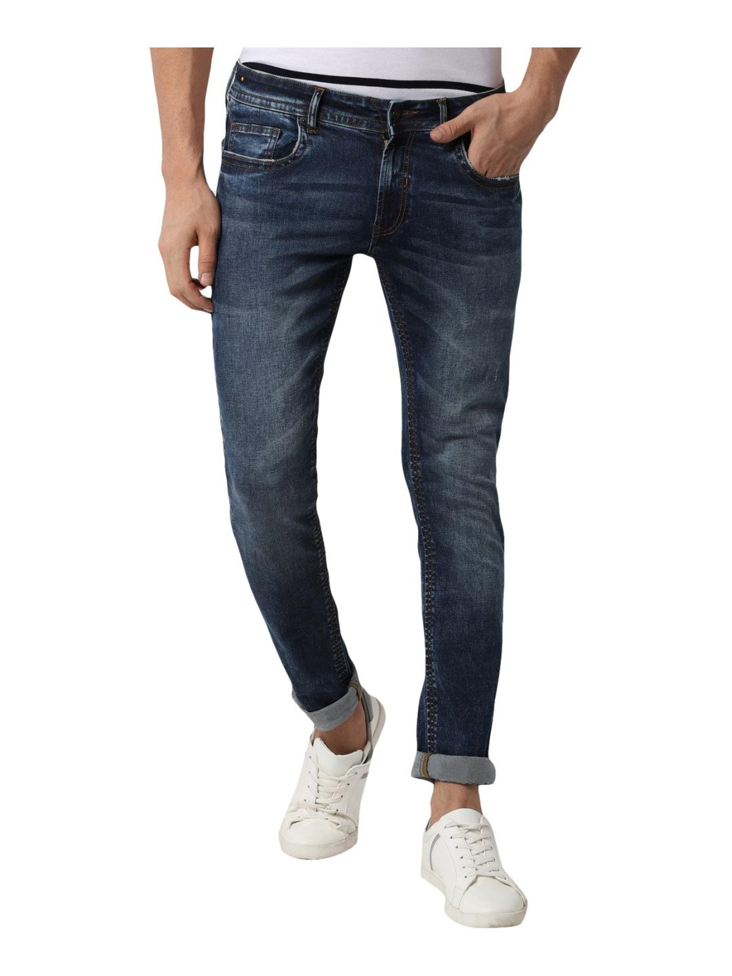 Peter England Jeans Navy Cotton Skinny Fit Jeans From Peter England At Best Prices On Tata Cliq