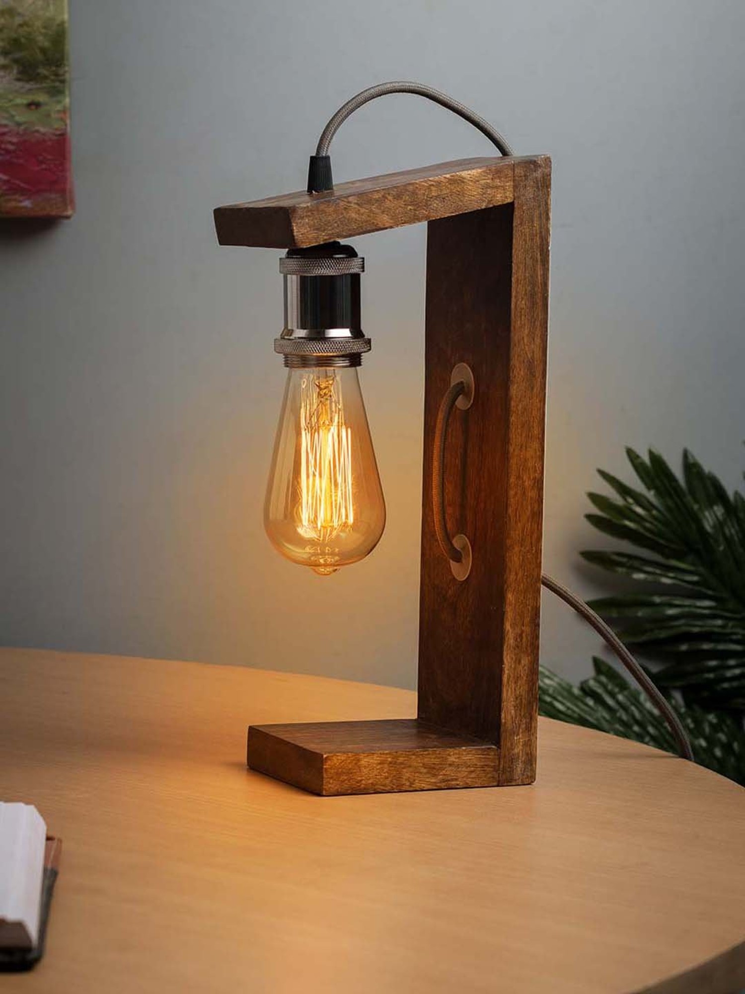 Homesake Brown Table Wooden Lamp, Light Bulb Holders For Table Lamps