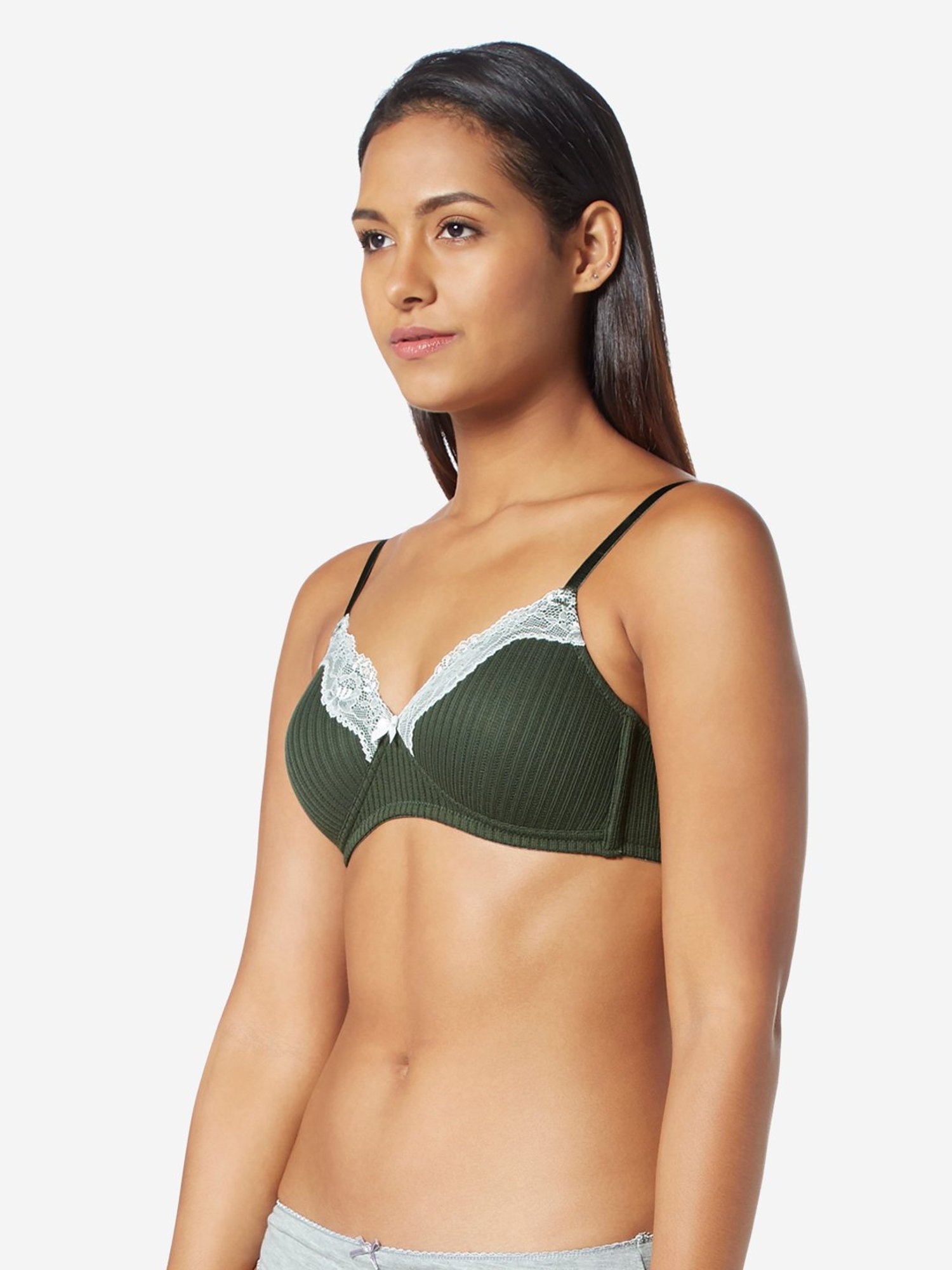Buy Wunderlove by Westside Green Lace Detailed Ribbed Bra for Women Online  @ Tata CLiQ