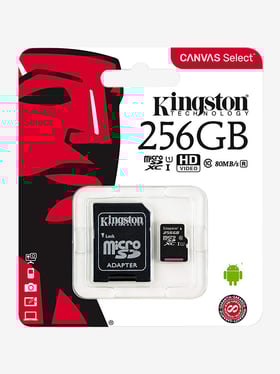 Kingston SDCS/256GB 256GB Class 10 MicroSDXC Memory Card With Adapter (Black)