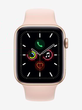 Apple Watch Series 5 (GPS + Cellular, 44mm) Gold Aluminum Case with Pink Sport Band