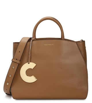 Buy Coccinelle Desert Concrete Medium Logo Satchel for Women