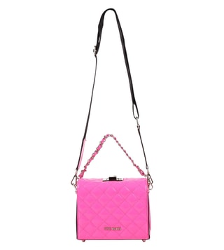 Topshop Cali quilted chain crossbody bag in bright pink
