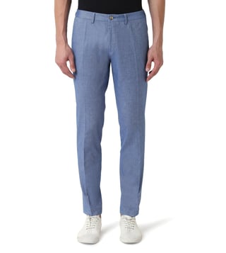 BOSS Mens SlimFit Trousers in Printed StretchCotton Twill in Gray  JZ  Couture
