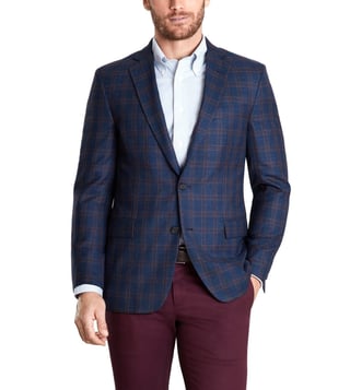 blue and white checkered sport coat