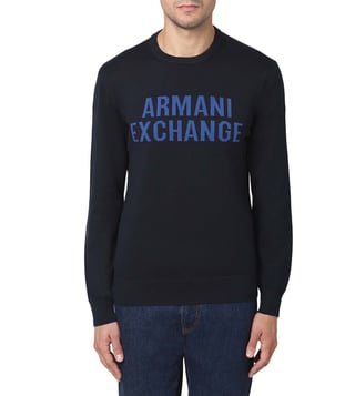 Buy Armani Exchange Navy & True Blue Classic Fit Logo Sweatshirt for Men  Online @ Tata CLiQ Luxury