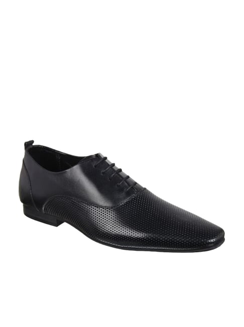 Franco Leone Men's Black Leather Formal Shoes