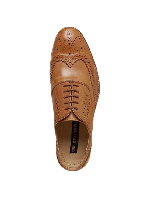 red tape tan formal loafers