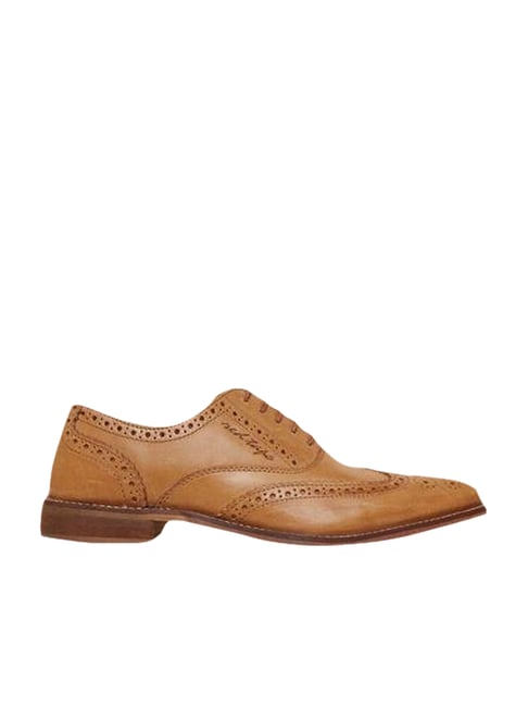 red tape tan formal loafers